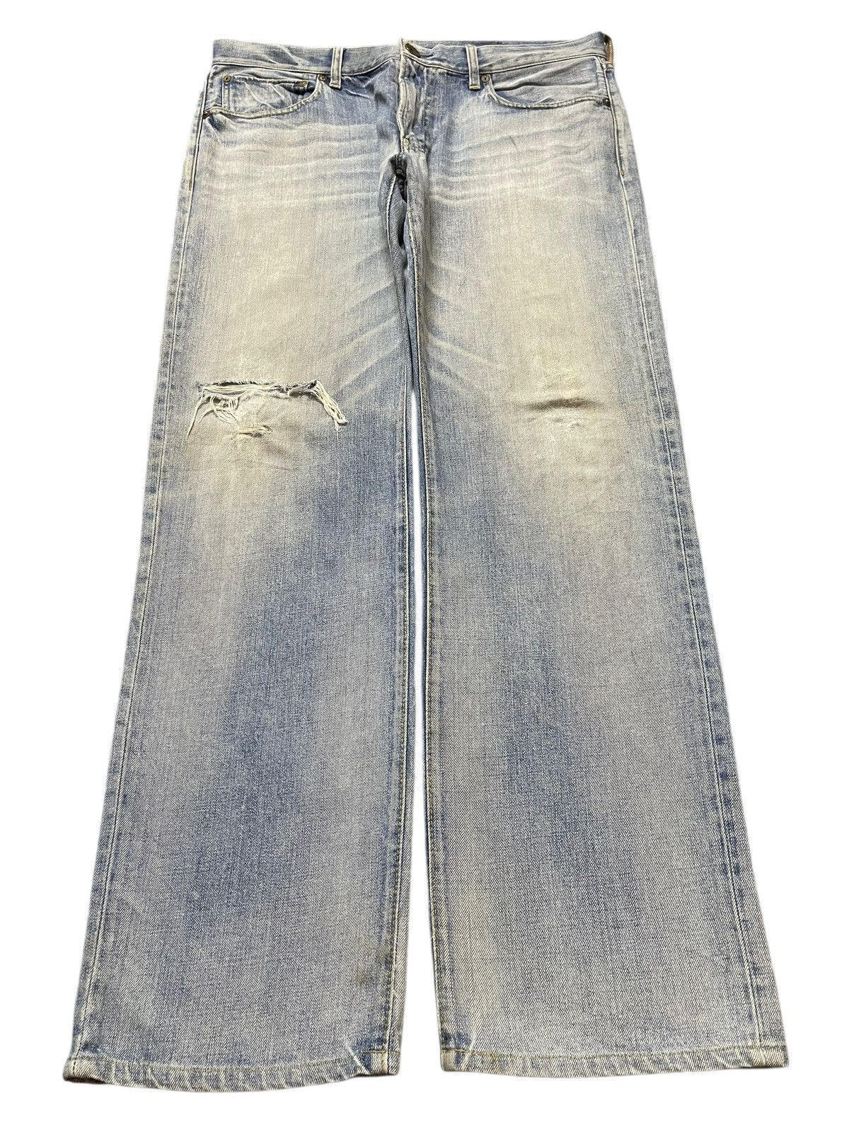 In The Attic Vintage Japanese Brand Mud Faded Wash Distress Baggy Jeans Size US 36 / EU 52 - 1 Thumbnail