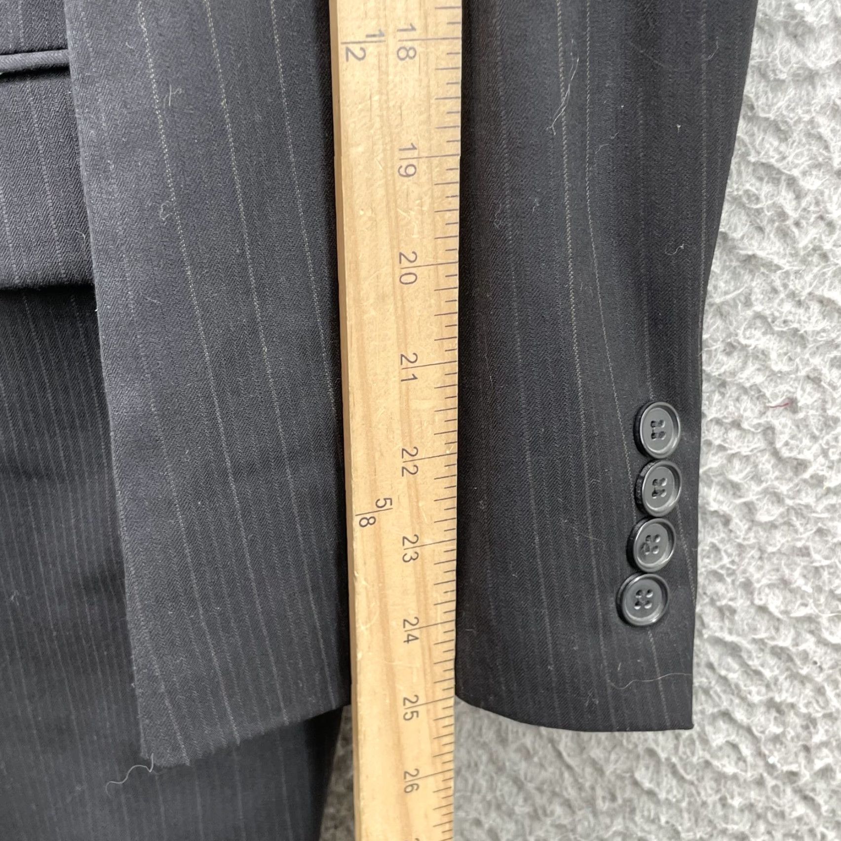 Vintage VINTAGE Andrew Fezza 100% Worsted Wool Blazer Men 44R Blue Pinstripe Business 90s Size 44R - 6 Thumbnail