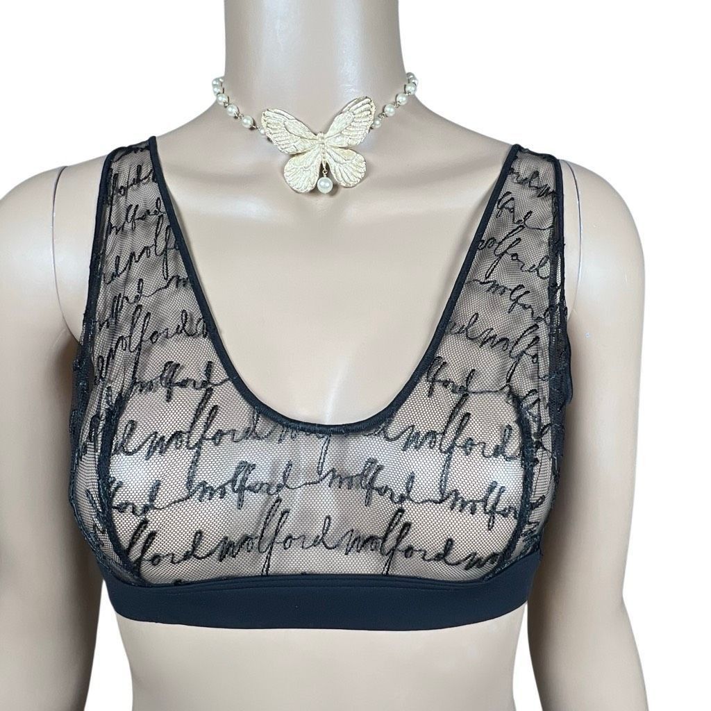 Wolford NWT Wolford Obsessed Skin Black Bra Sheer Mesh Top Medium Size ONE SIZE - 1 Thumbnail