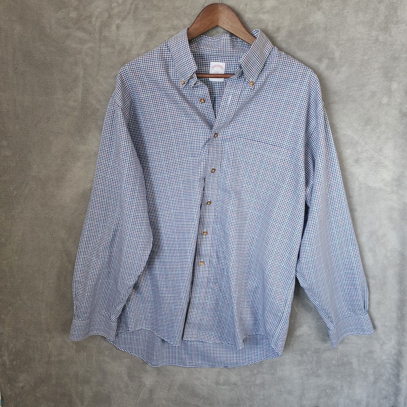 Brooks Brothers Brooks Brothers Men’s Large Blue White Grid Plaid Shirt Size US L / EU 52-54 / 3 - 1 Thumbnail