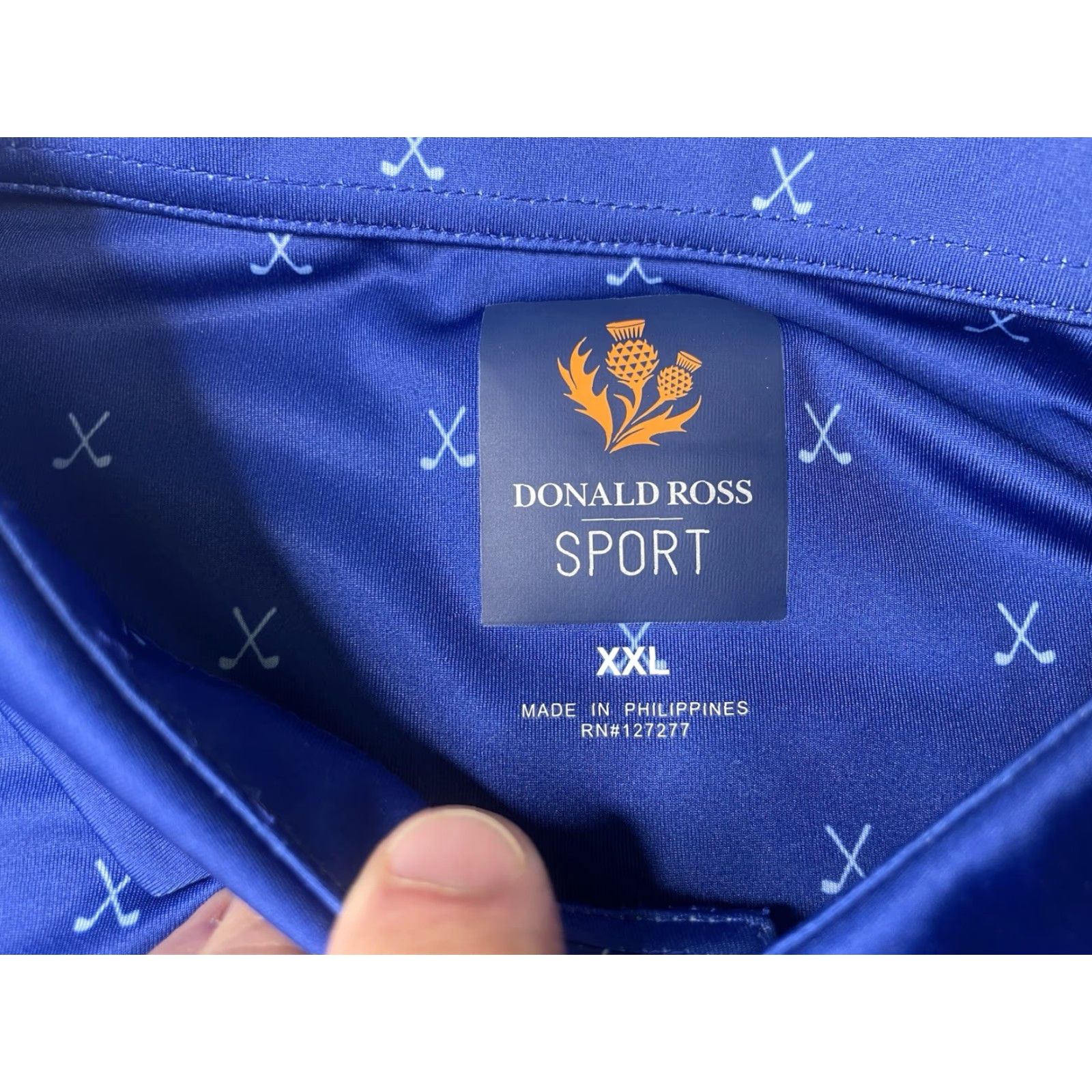 Vintage Donald Ross Polo Shirt XXL AOP Geometric Performance Blue Golf Sport Mens Size US XXL / EU 58 / 5 - 3 Thumbnail