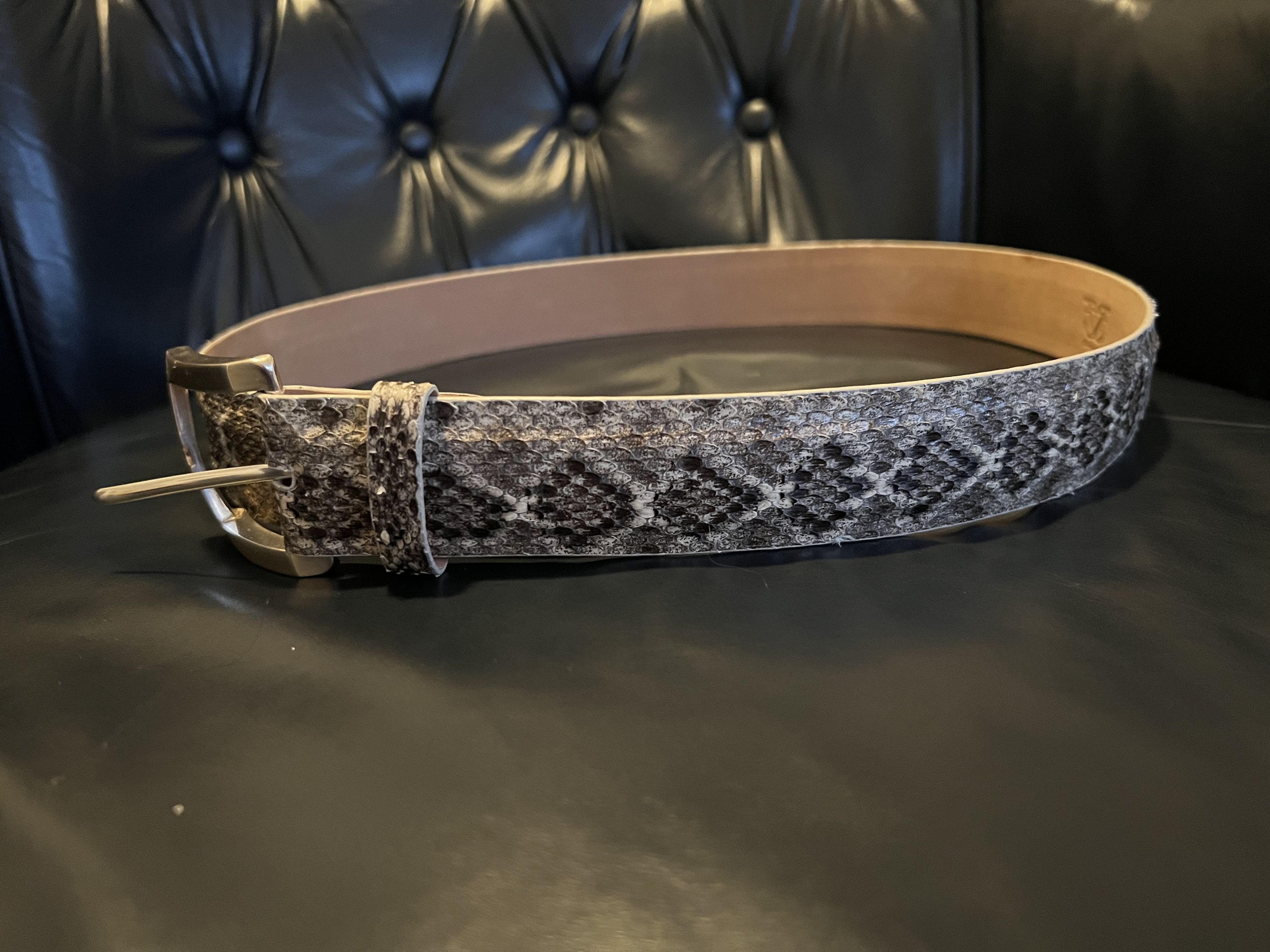 image of Vintage Rattlesnake Genuine Skin Belt in Snakeskin, Men's (Size 32)
