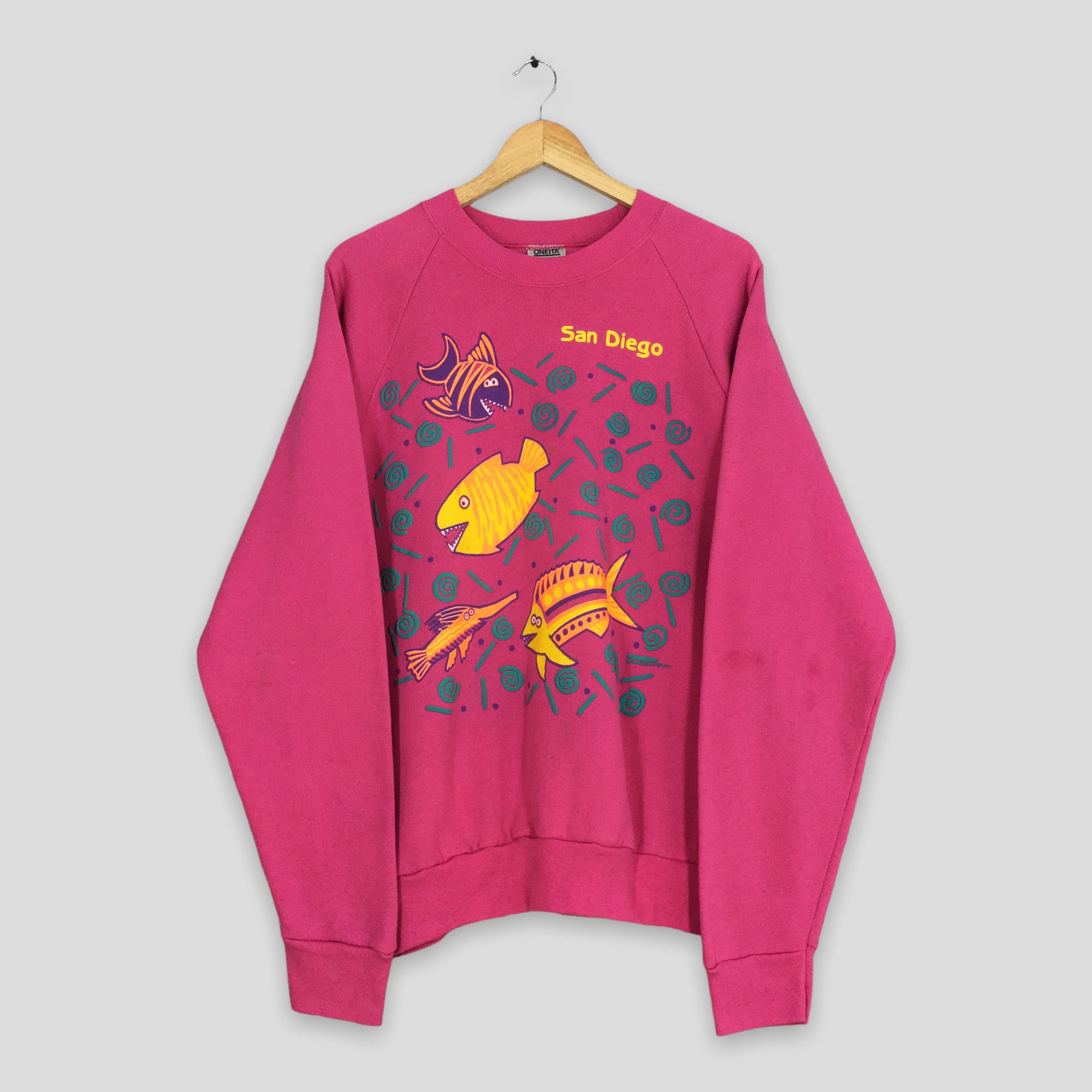Vintage Vintage 90s San Diego Beach Pink Sweatshirt Xlarge Size US XL / EU 56 / 4 - 1 Thumbnail