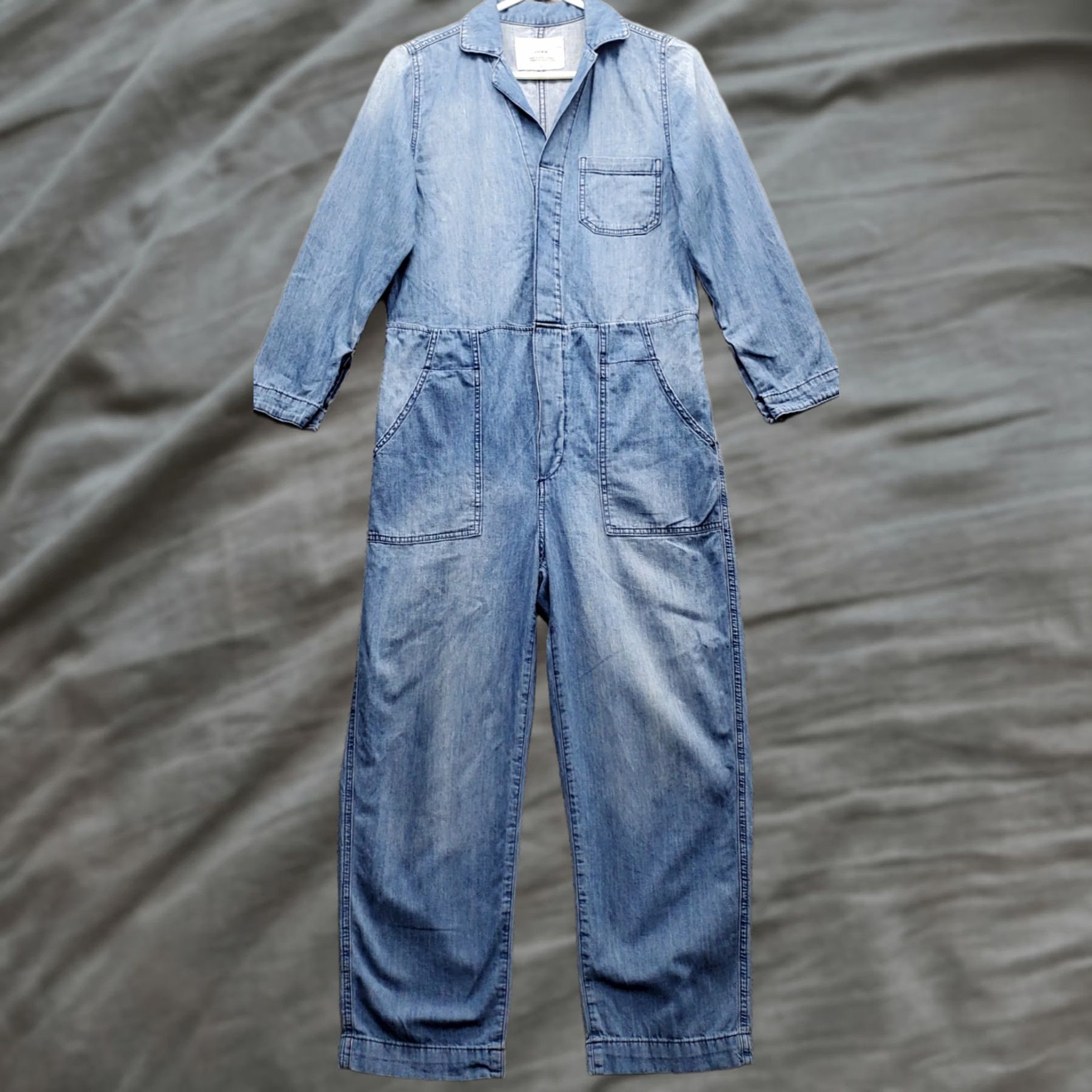H&M H&M Jumpsuit Women 6 Blue Denim Utility Work Long Sleeve Button Front Size M / US 6-8 / IT 42-44 - 1 Thumbnail