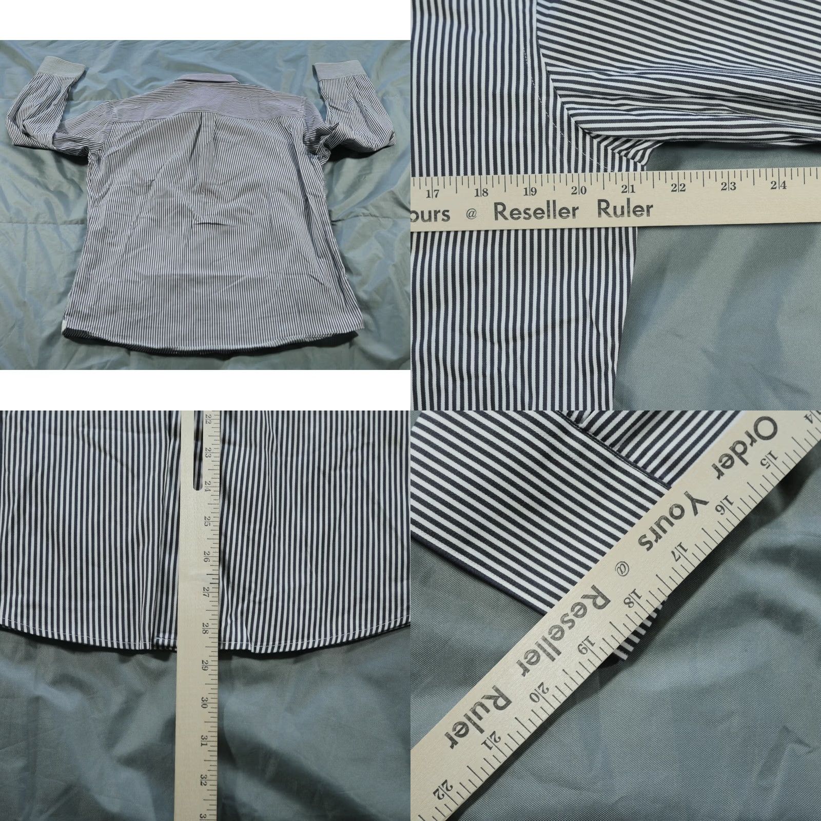 Ermenegildo Zegna Zegna Shirt Mens Large 16 Drop 8 Black Striped Pearl Snap Barrel Button-Up Classic Cotton Denim Cap Sleeve Mens Size US L / EU 52-54 / 3 - 8 Thumbnail