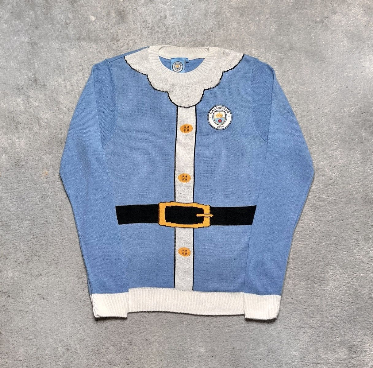 Vintage Vintage Blue Sweater Knit Manchester City Christmas Size US L / EU 52-54 / 3 - 1 Thumbnail