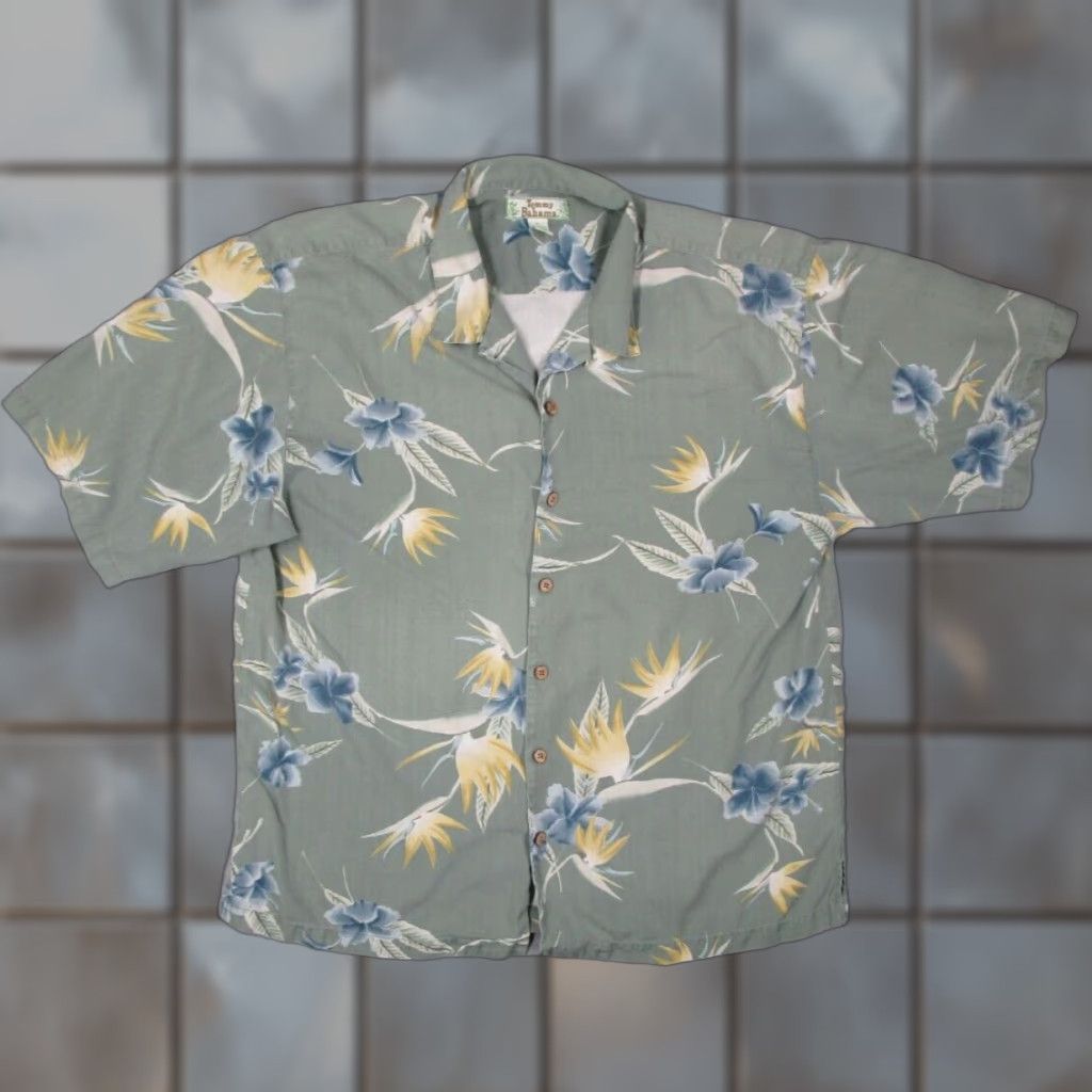 Tommy Bahama VINTAGE Tommy Bahama Shirt Mens Extra Large Green Silk Button Up Hawaiian Size US XL / EU 56 / 4 - 1 Thumbnail