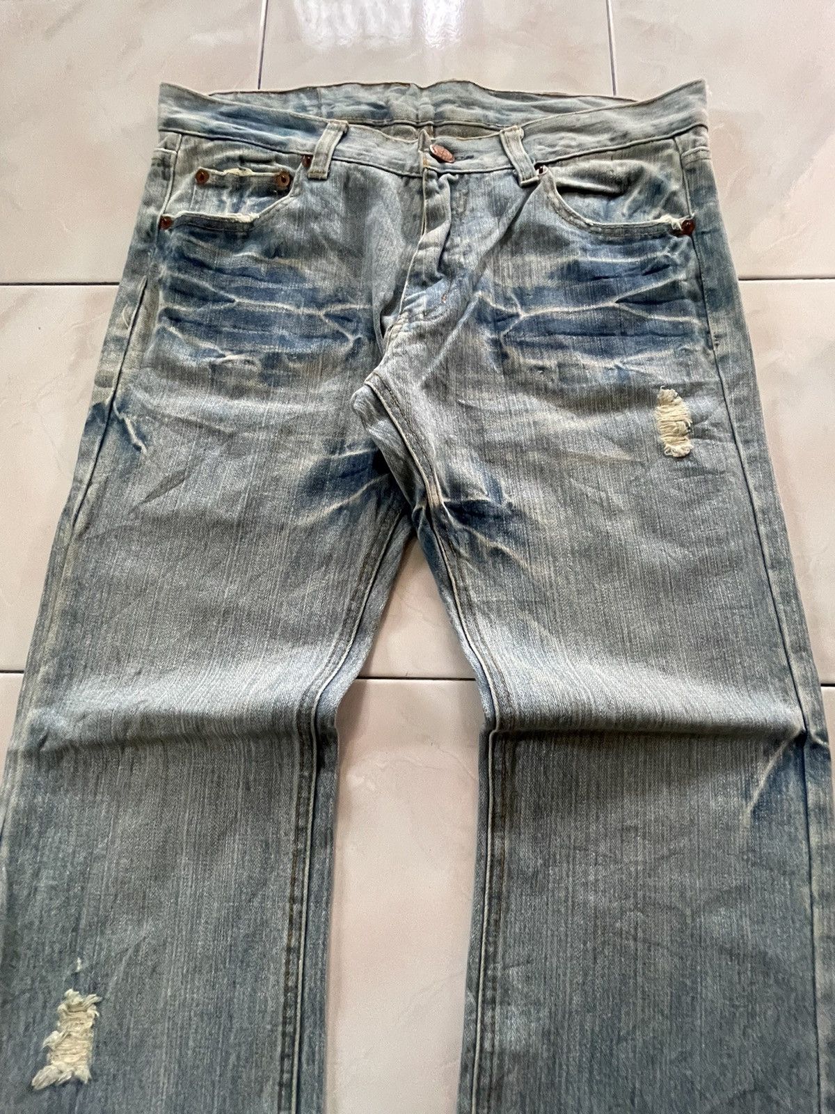 Hysteric Glamour Point Loma Japan I Love ❤️ Surf Patched Faded Wash Jeans Size US 34 / EU 50 - 16 Thumbnail