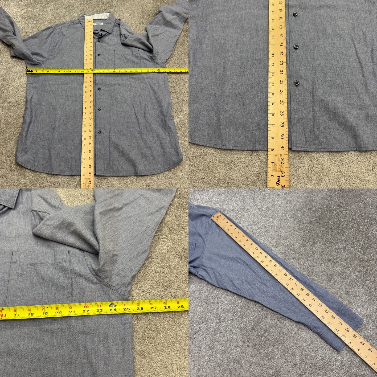 Tommy Bahama Tommy Bahama Button-Down Shirt Mens XL Blue Herringbone Cotton Classic Denim Size US XL / EU 56 / 4 - 9 Thumbnail