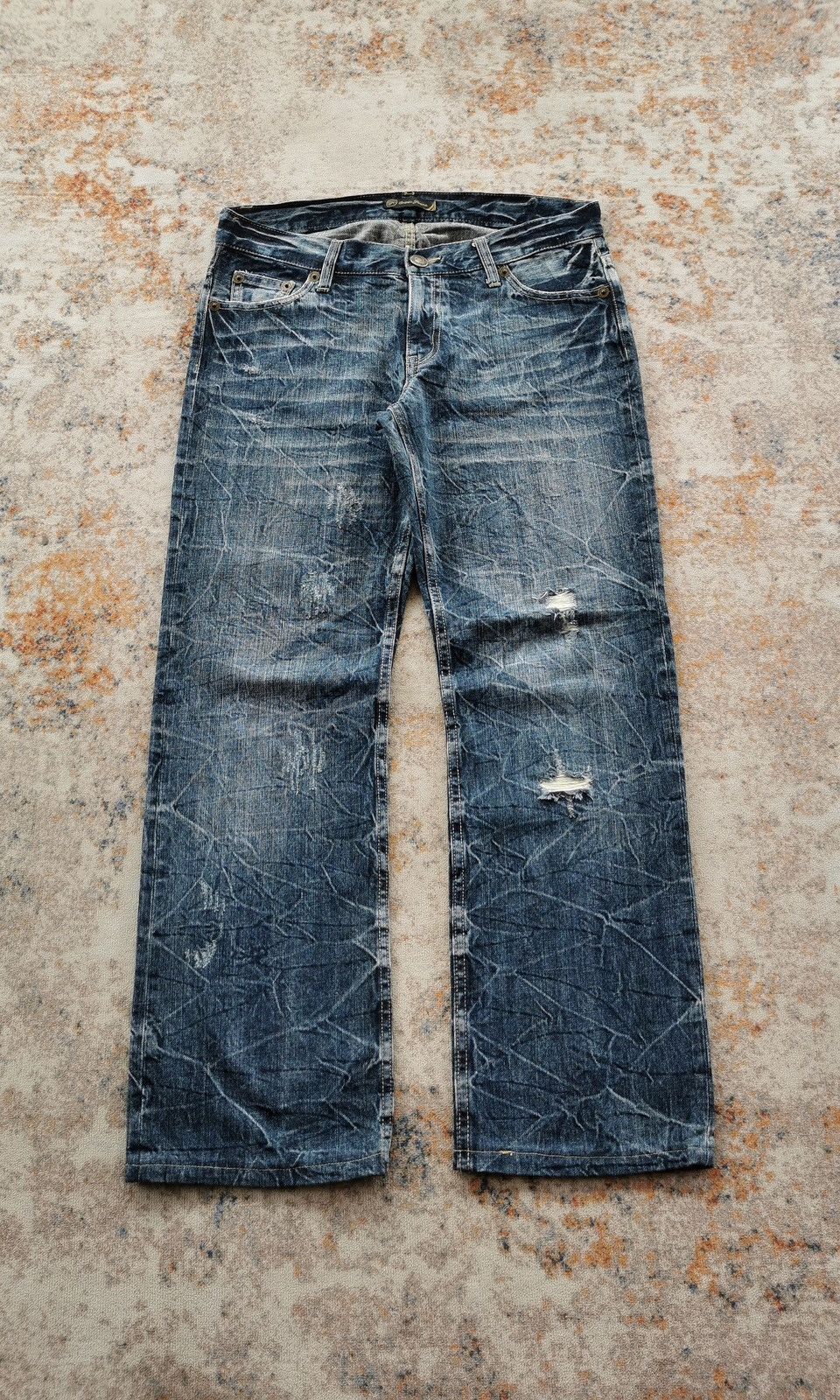 Japanese Brand Whiskers Grandmind Oririn Jeans Distressed Denim Size US 33 - 5 Thumbnail