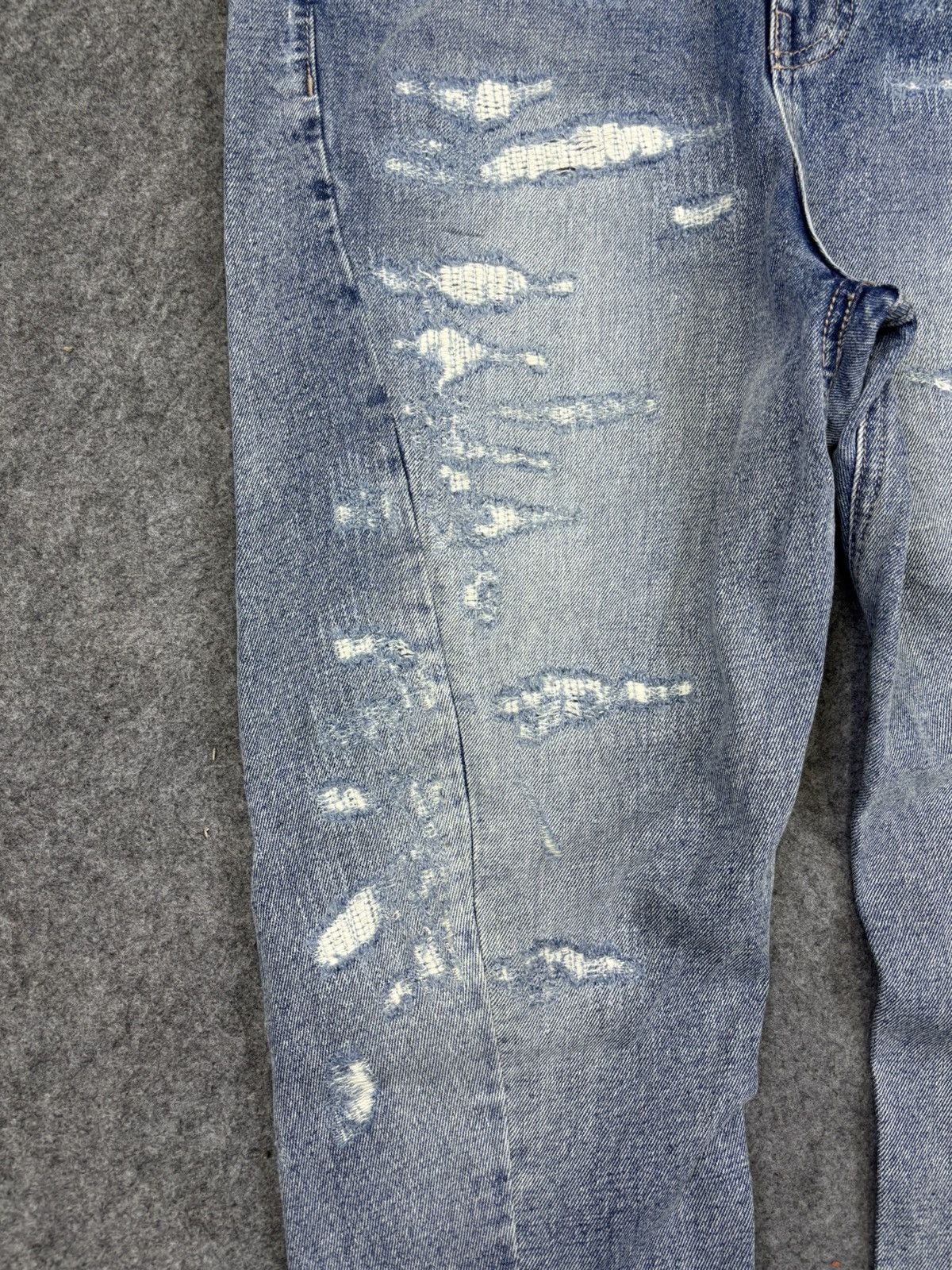 Japanese Brand 💥Japan Style💥Bit Blue Distressed Sarouel Mild Denim F806 Size US 31 - 5 Thumbnail