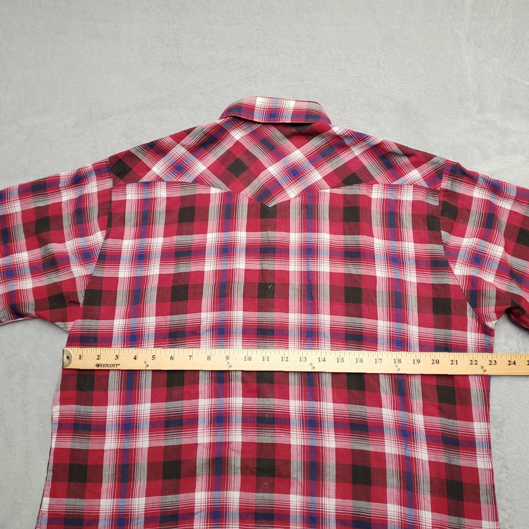 Vintage Western Plains Shirt Mens L Red Blue Plaid Pearl Snap Cowboy Casual Dad Vintage Size US L / EU 52-54 / 3 - 5 Thumbnail