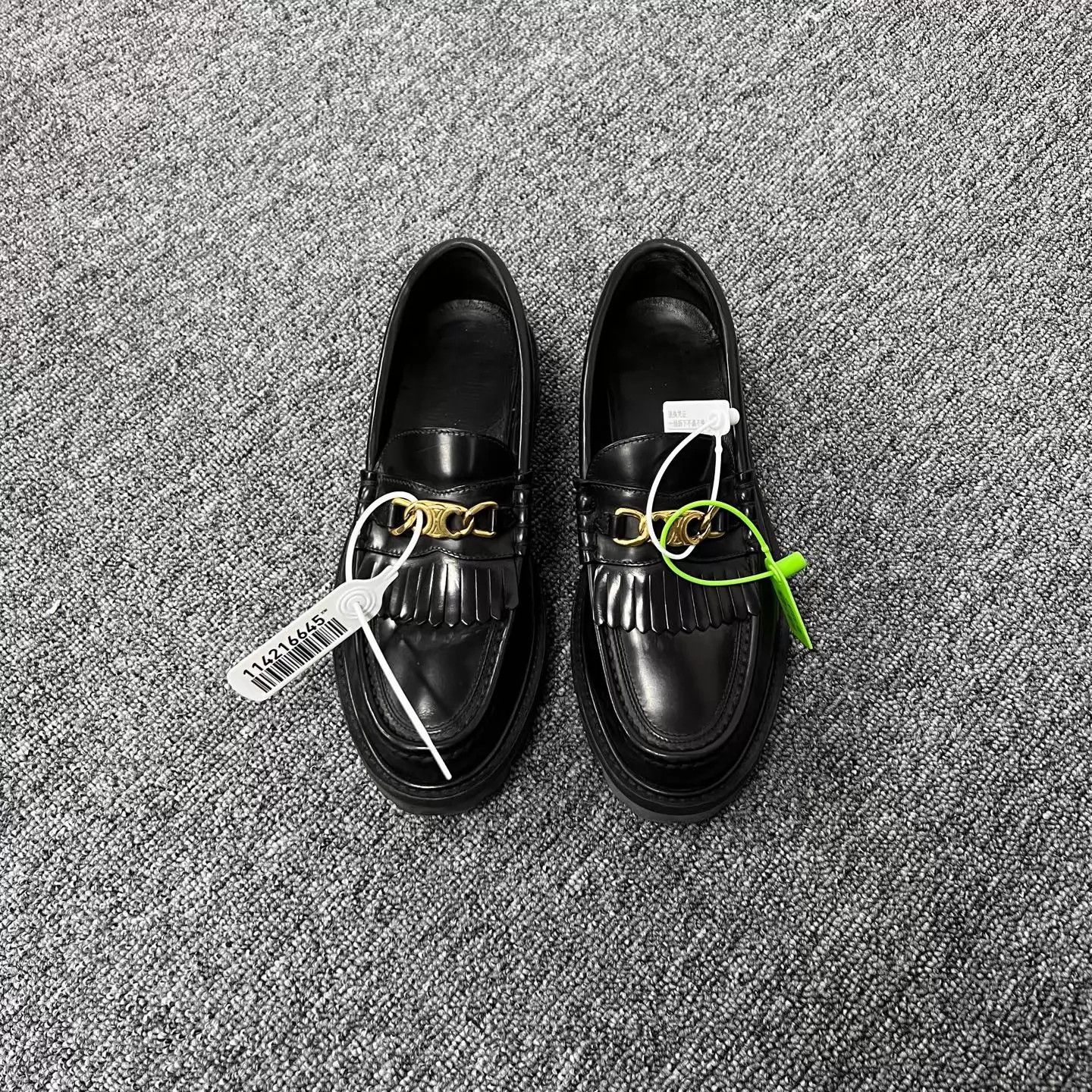 Celine Celine Triomphe Black & Gold Loafers Women's 38 Size US 7.5 / IT 37.5 - 1 Thumbnail