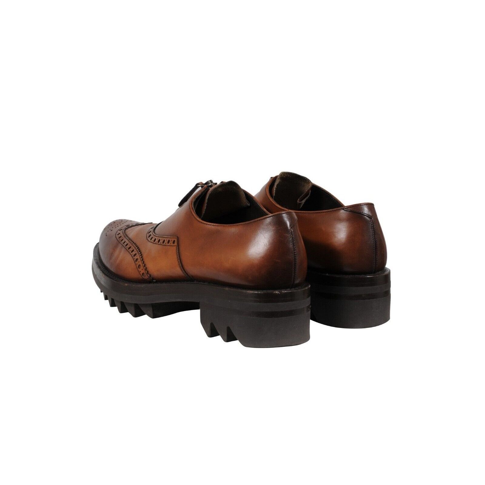 Prada Oxfords Brown Leather Medallion Wingtip Size US 11 / EU 44 - 5 Thumbnail