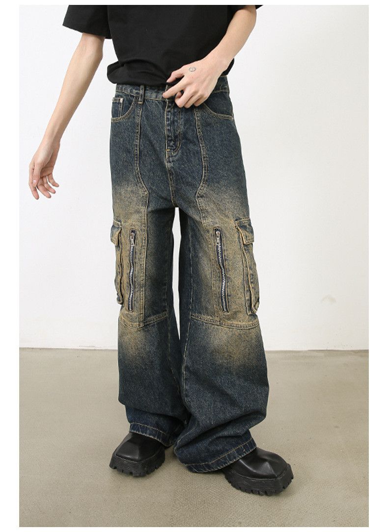 Japanese Brand × Jean Washed distressed multi-pocket cargo jeans Size US 32 / EU 48 - 3 Thumbnail