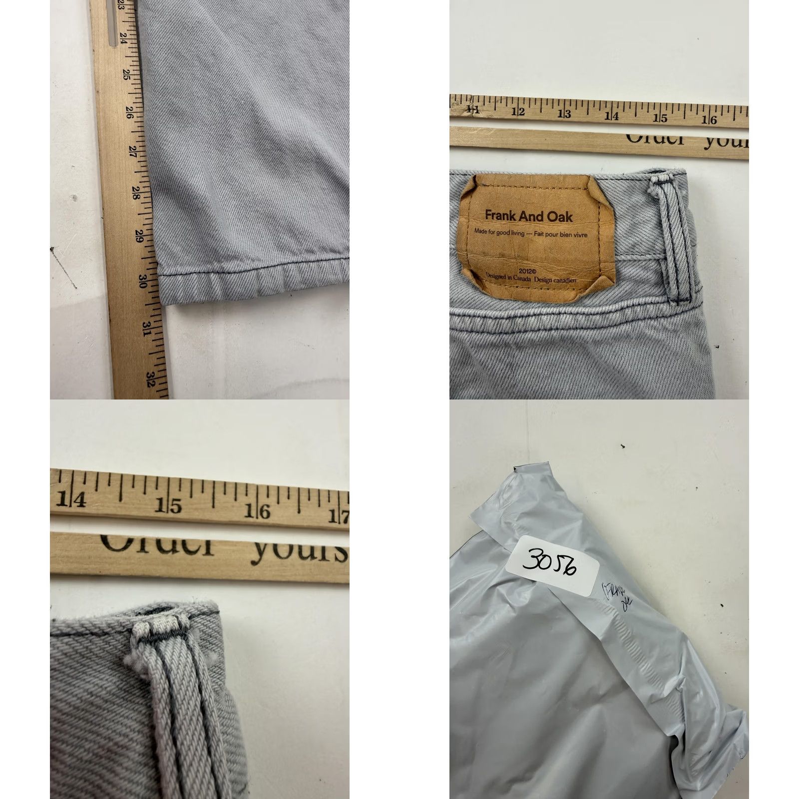 Denime Frank & Oak Jeans Mens 31x30 Gray Slim Straight Denim Light Wash Pants Size US 31 - 8 Thumbnail