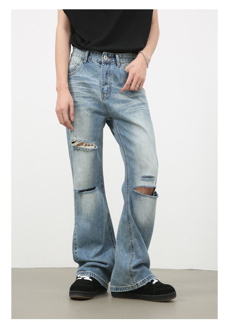 Japanese Brand × Jean Ripped washed high street men's loose straight bootcut jeans Size US 32 / EU 48 - 6 Thumbnail