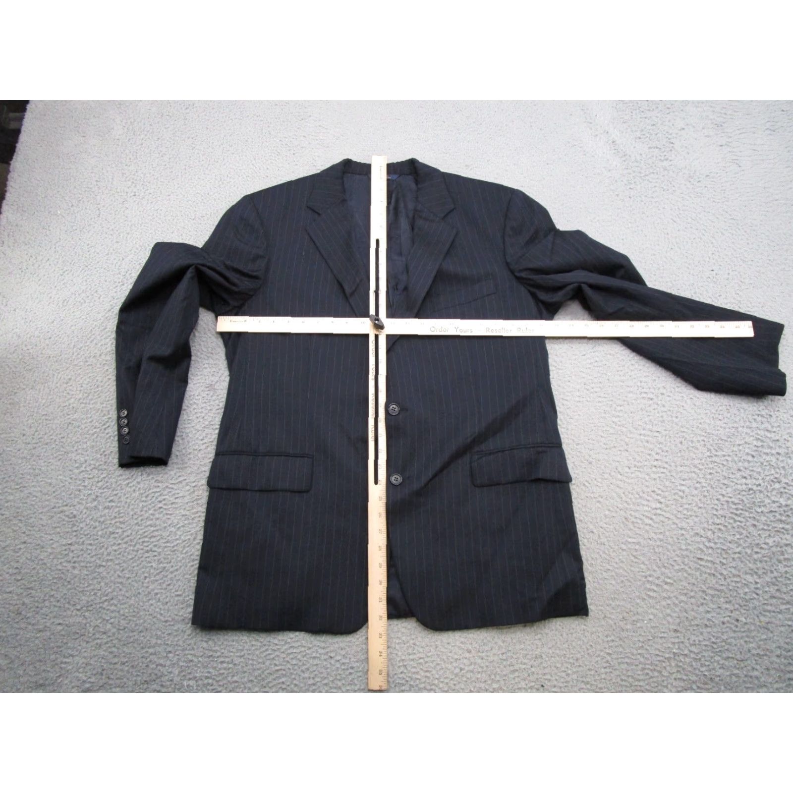Brooks Brothers Brooks Brothers Blazer Suit Jacket Blue Pin Striped Wool Size 43 Regular Notch Lapel Three-Button Single-Breasted Men Dress Coat Daily Casual Wedding Size 46R - 7 Thumbnail
