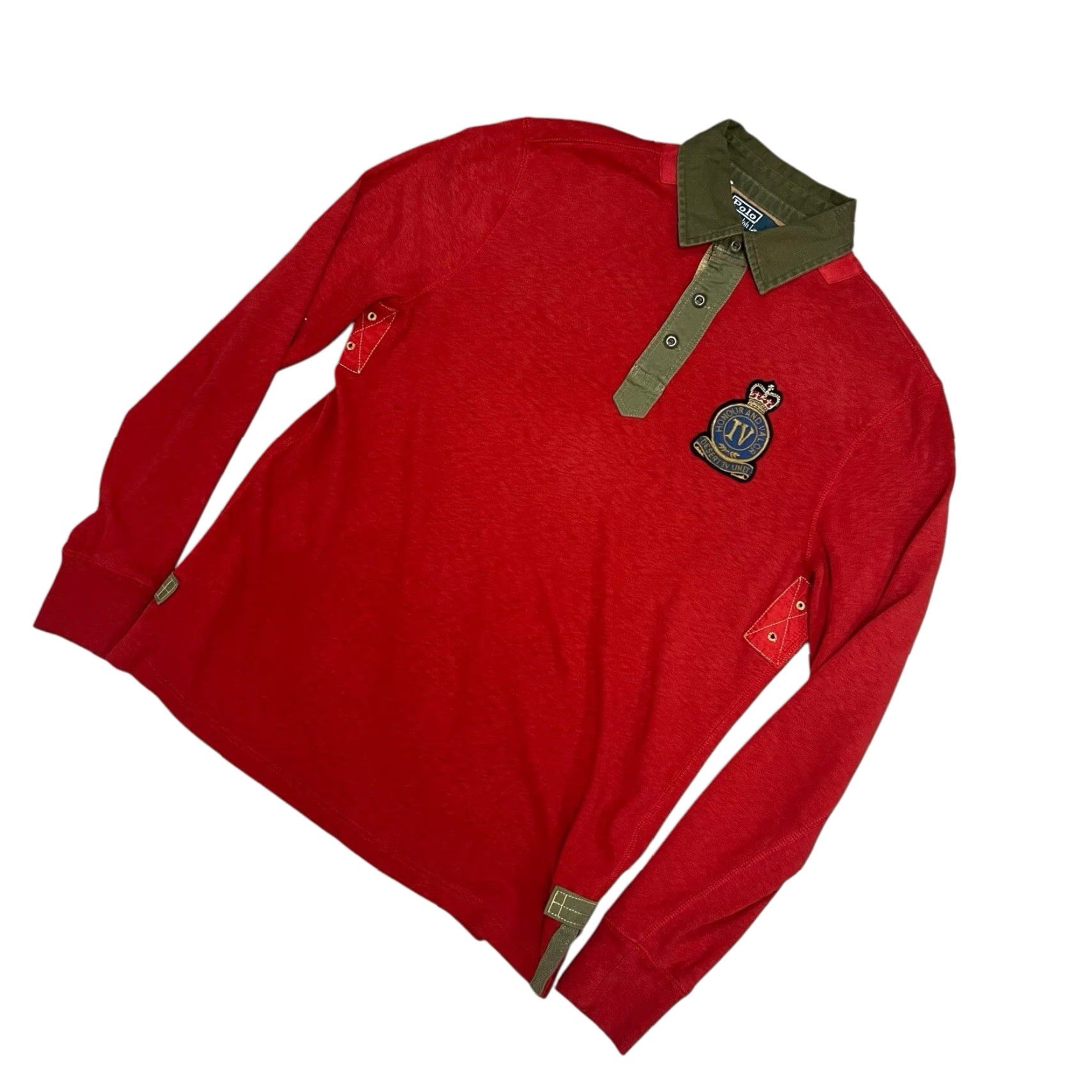 Polo Ralph Lauren VINTAGE Polo Ralph Lauren Union Jack UK English Military Long Sleeve Polo Shirt M Green Size Medium Casual Mens Size US M / EU 48-50 / 2 - 2 Thumbnail