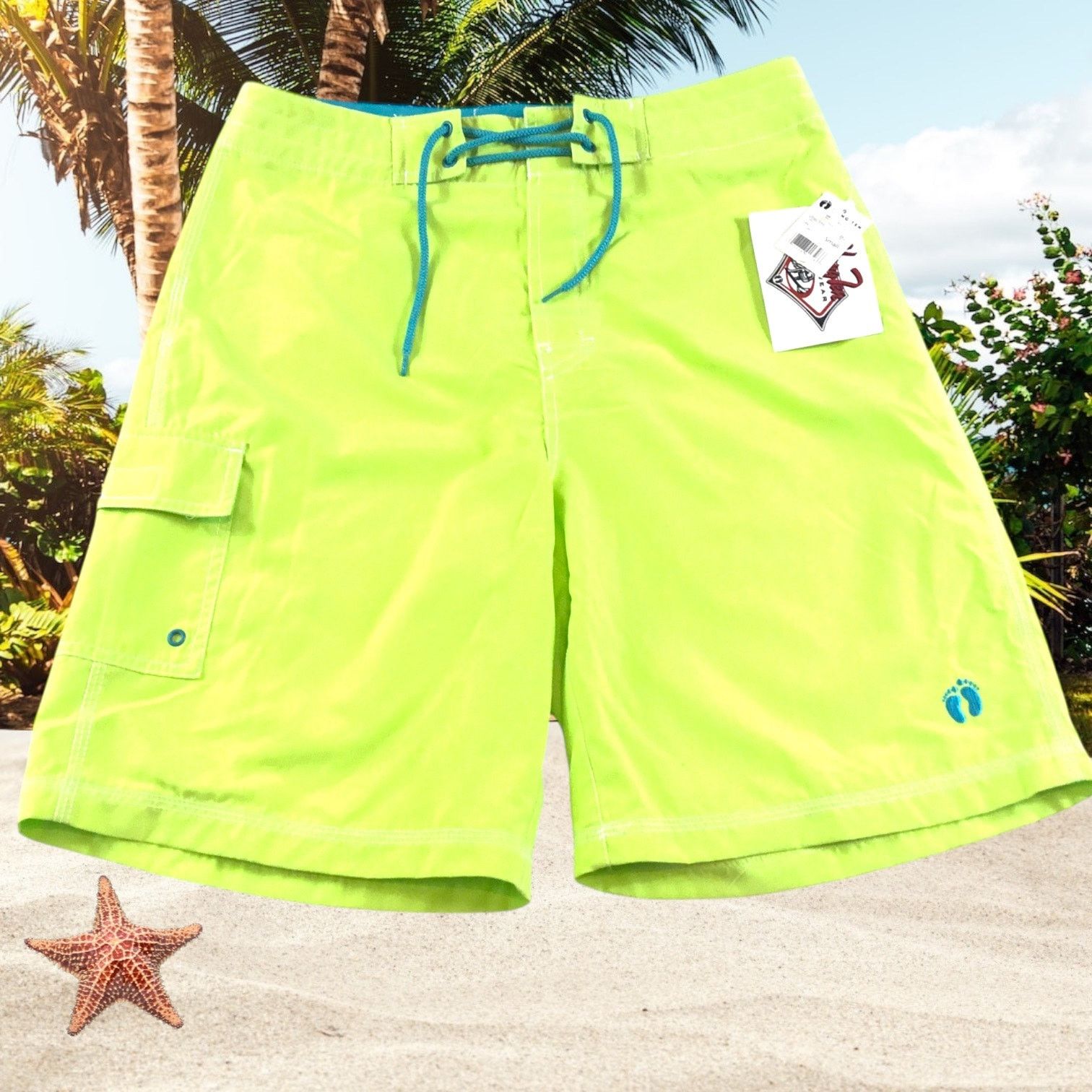 Hang Ten Hang Ten Surfwear Board Shorts New NWT Lime Teal Size Small Size US 32 / EU 48 - 1 Thumbnail