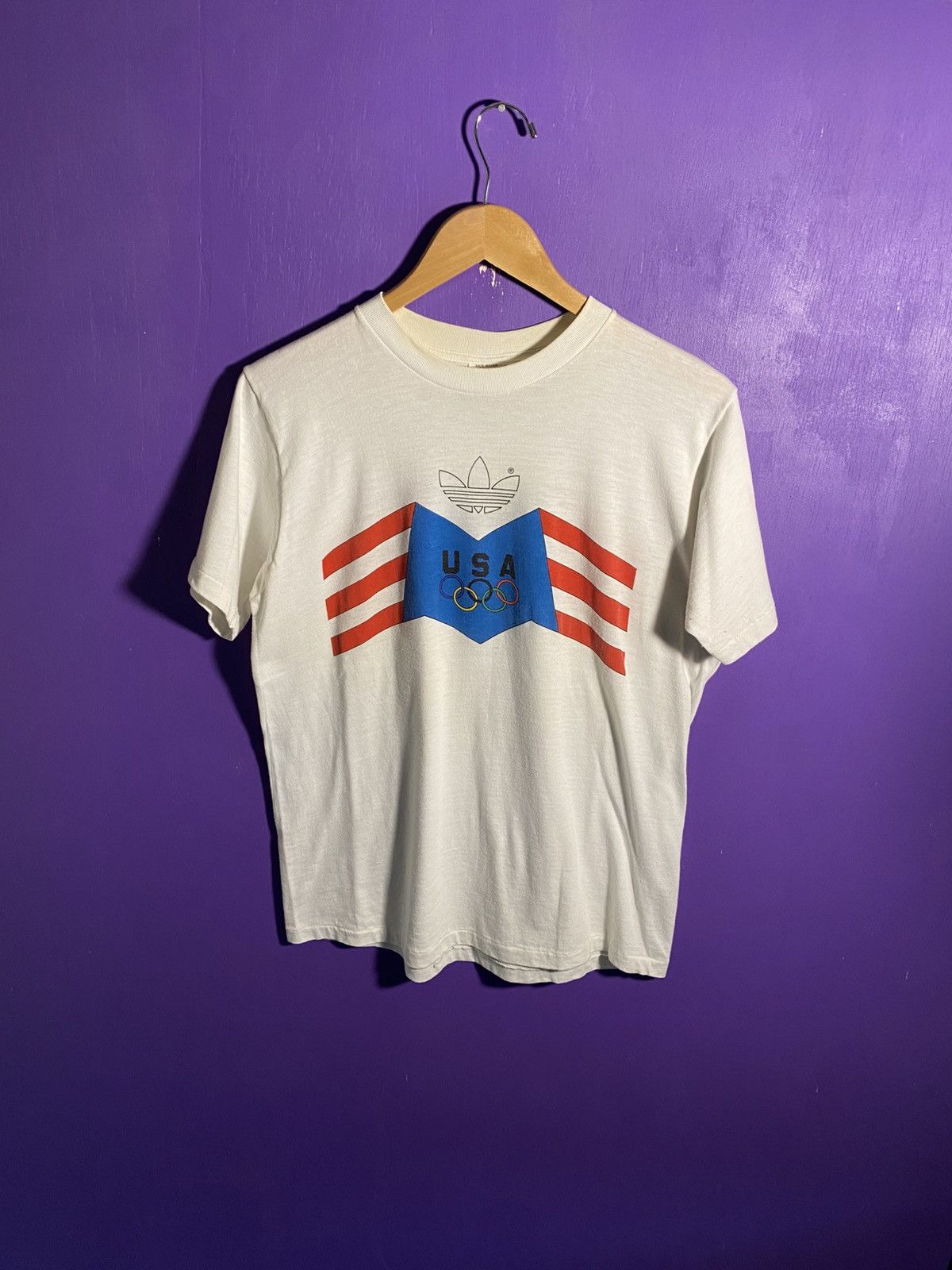 Adidas Vintage 80s Adidas team USA olympics t-shirt Size US M / EU 48-50 / 2 - 1 Thumbnail