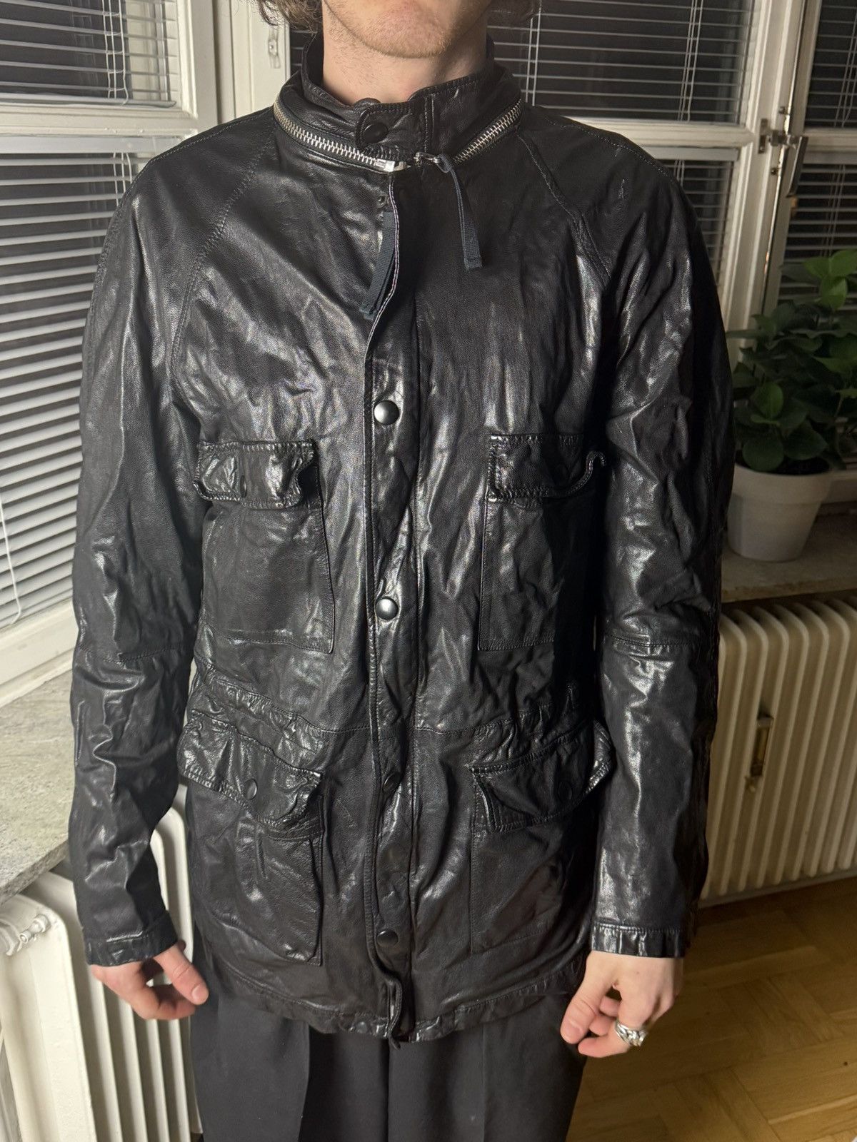 Marni Glossy Leather Oiler Biker Jacket Size US L / EU 52-54 / 3 - 8 Thumbnail