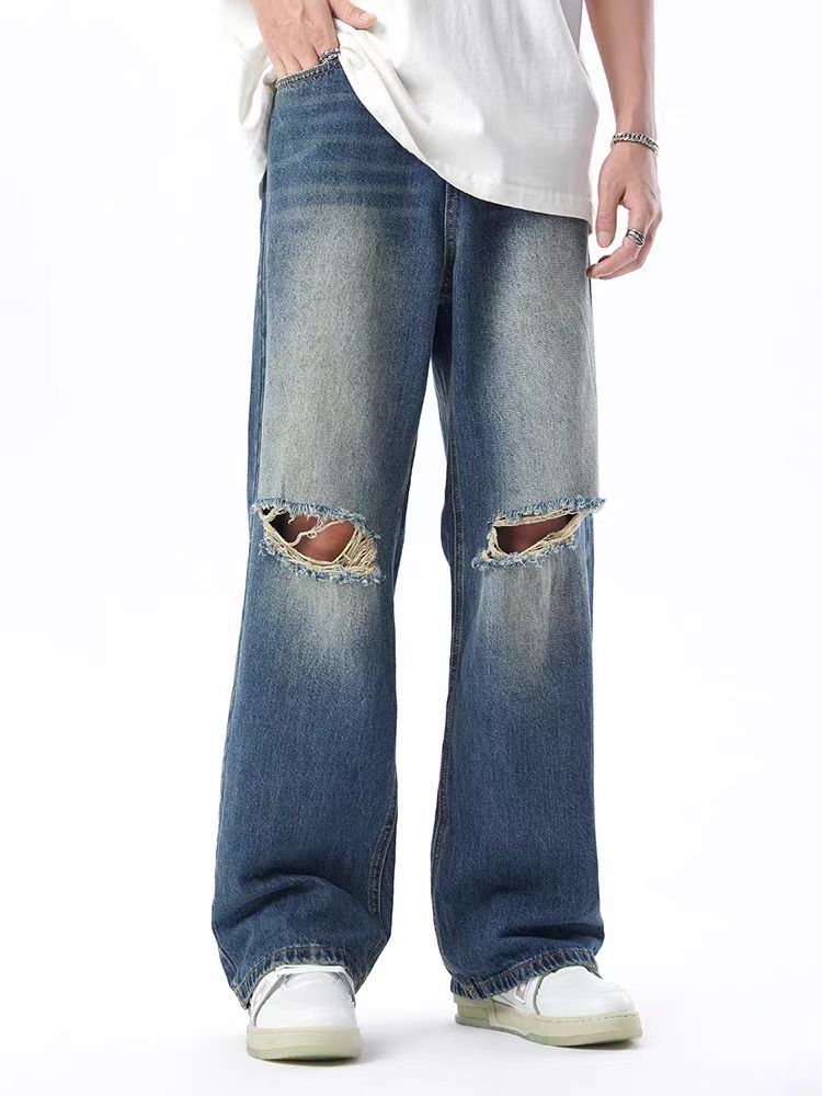 Japanese Brand × Jean West Coast hip-hop washed and ripped baggy jeans Size US 32 / EU 48 - 2 Thumbnail