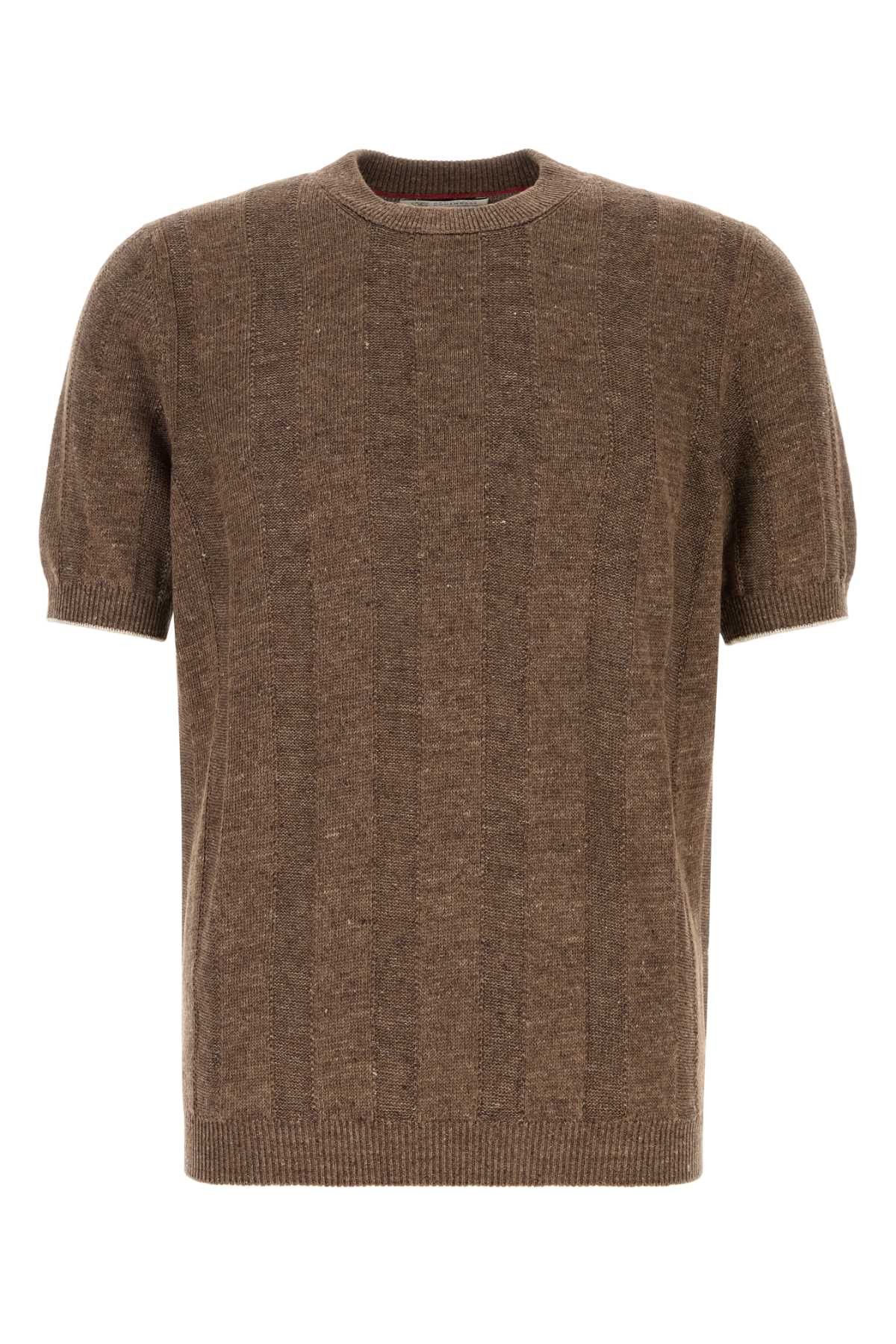 Brunello Cucinelli Brown Knit T-Shirt Size US XXL / EU 58 / 5 - 1 Thumbnail