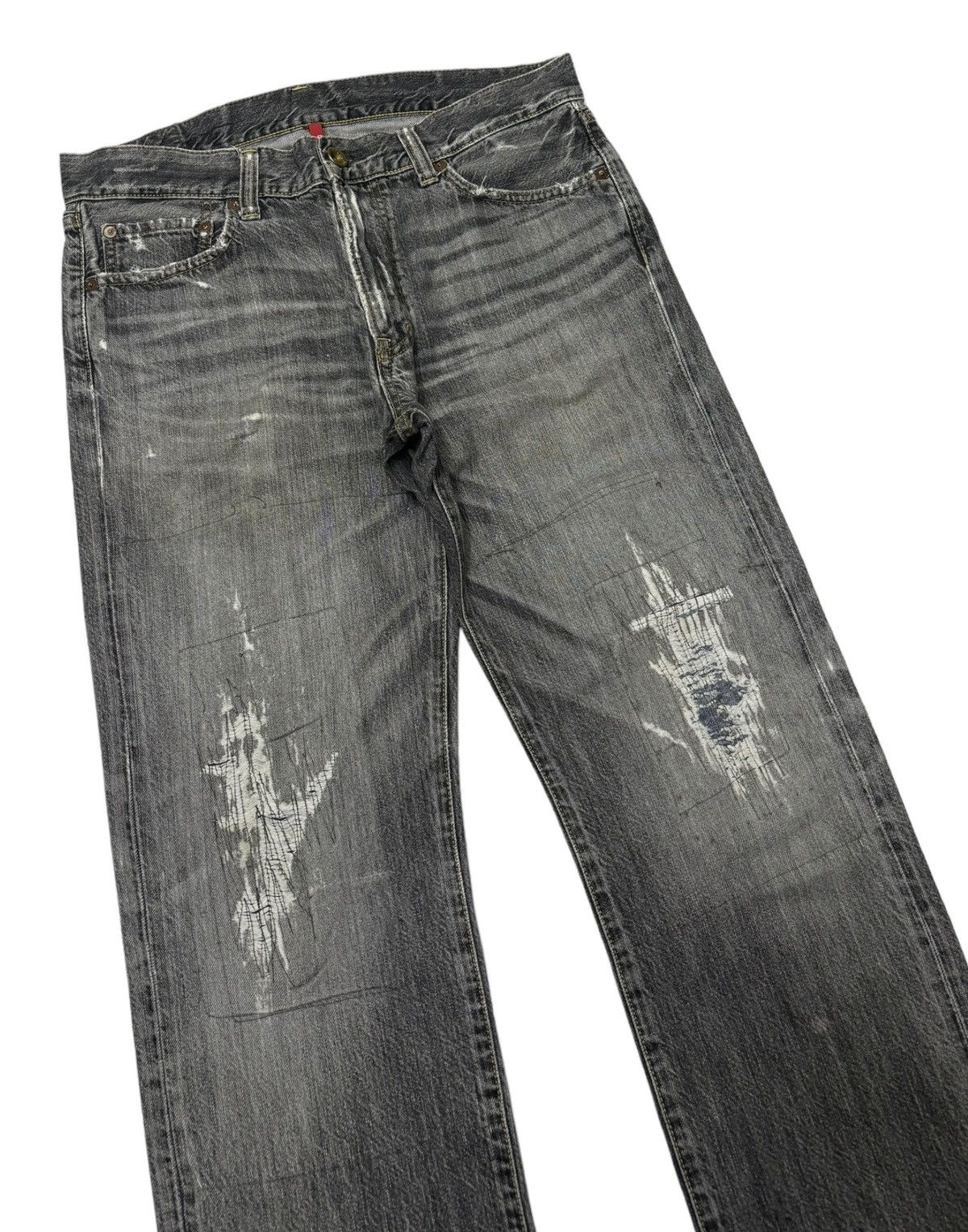 Undercover × Uniqlo VINTAGE S002 BLACK FADED DISTRESS BAGGY JEANS Size US 34 / EU 50 - 2 Thumbnail