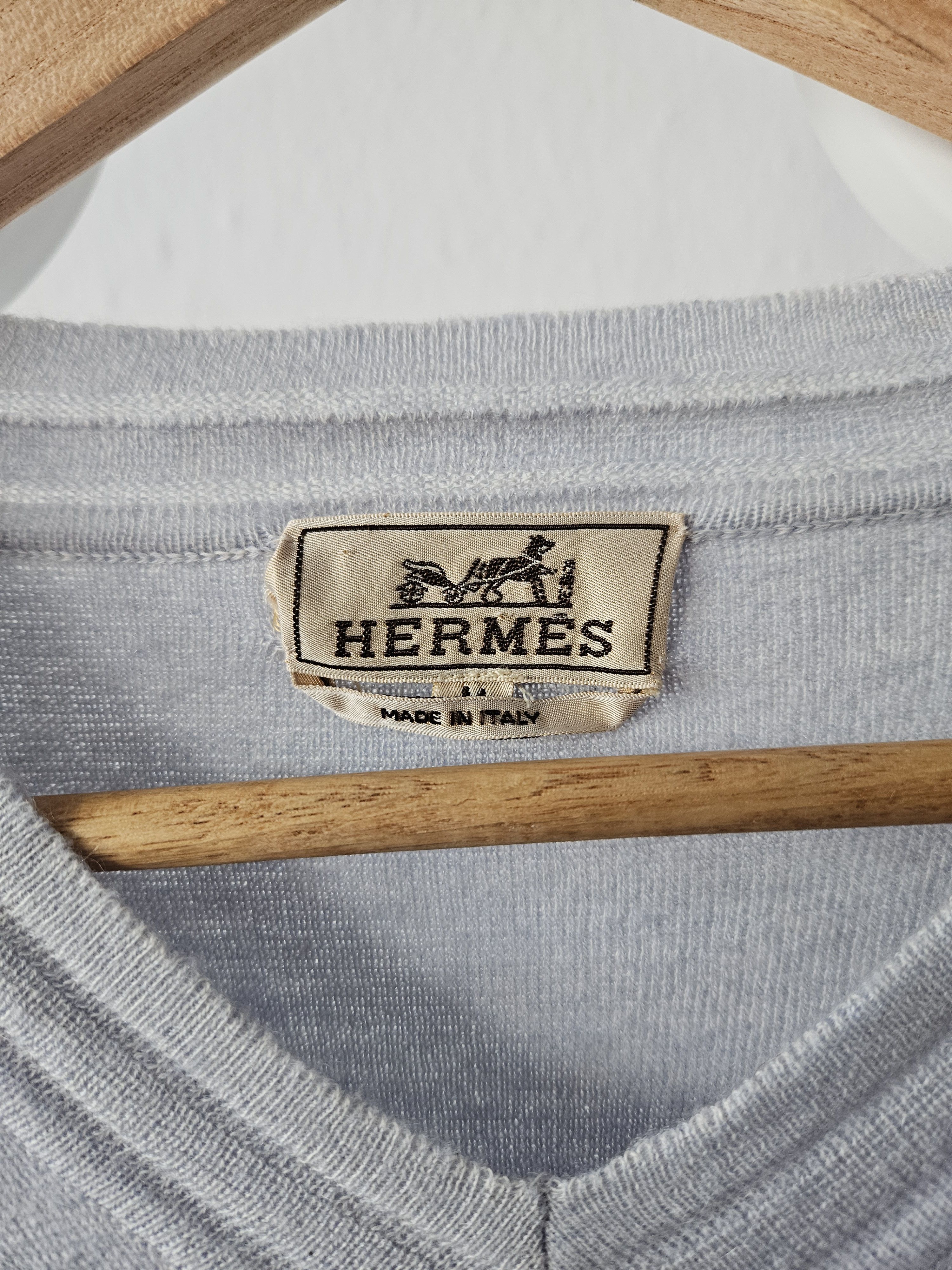 Hermes Vintage Hermes cashmere cotton blend v neck pullover Size M / US 6-8 / IT 42-44 - 12 Thumbnail