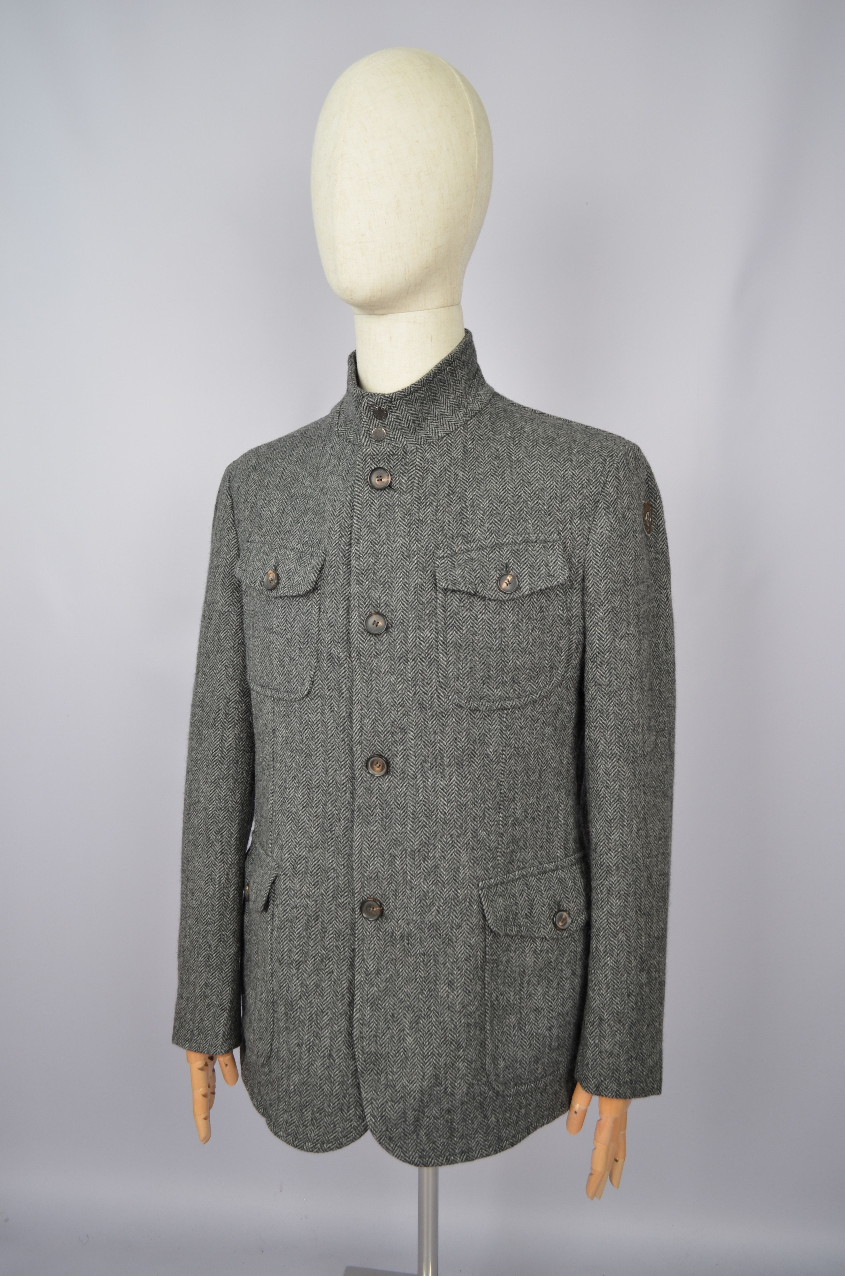 Designer Seventy Venezia Herringbone Yorkshire Tweed Wool Coat Jacket Size US M / EU 48-50 / 2 - 16 Thumbnail