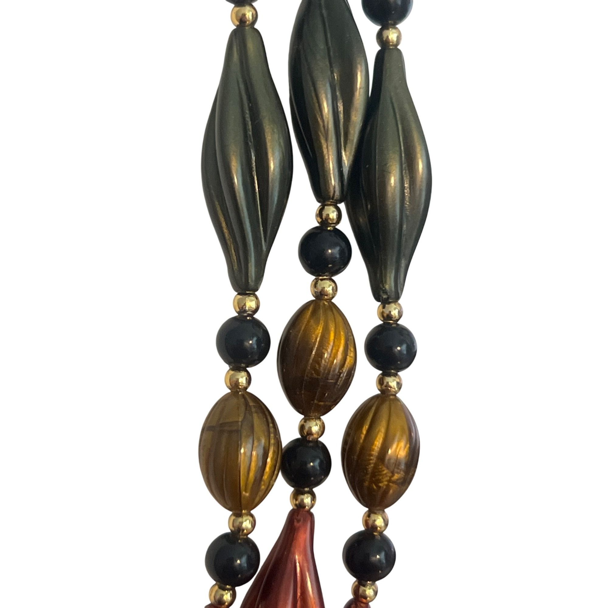 Other Vintage Twisted Bead Necklace Green Red Cranberry Mustard Ye Size ONE SIZE - 2 Thumbnail