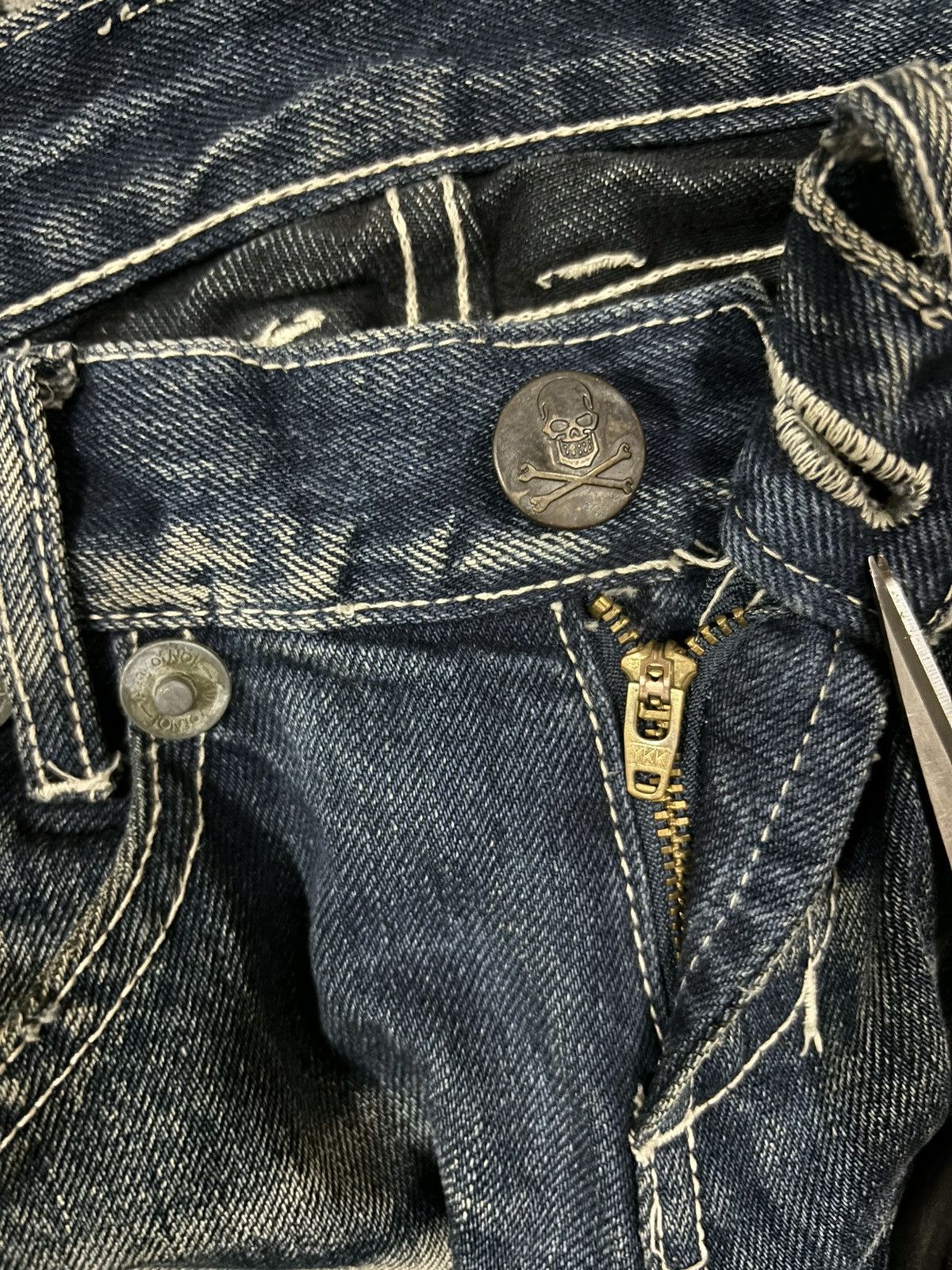 If Six Was Nine Vintage Army of NO! Patched Distressed Flare Grunge Jeans Size US 30 / EU 46 - 4 Thumbnail