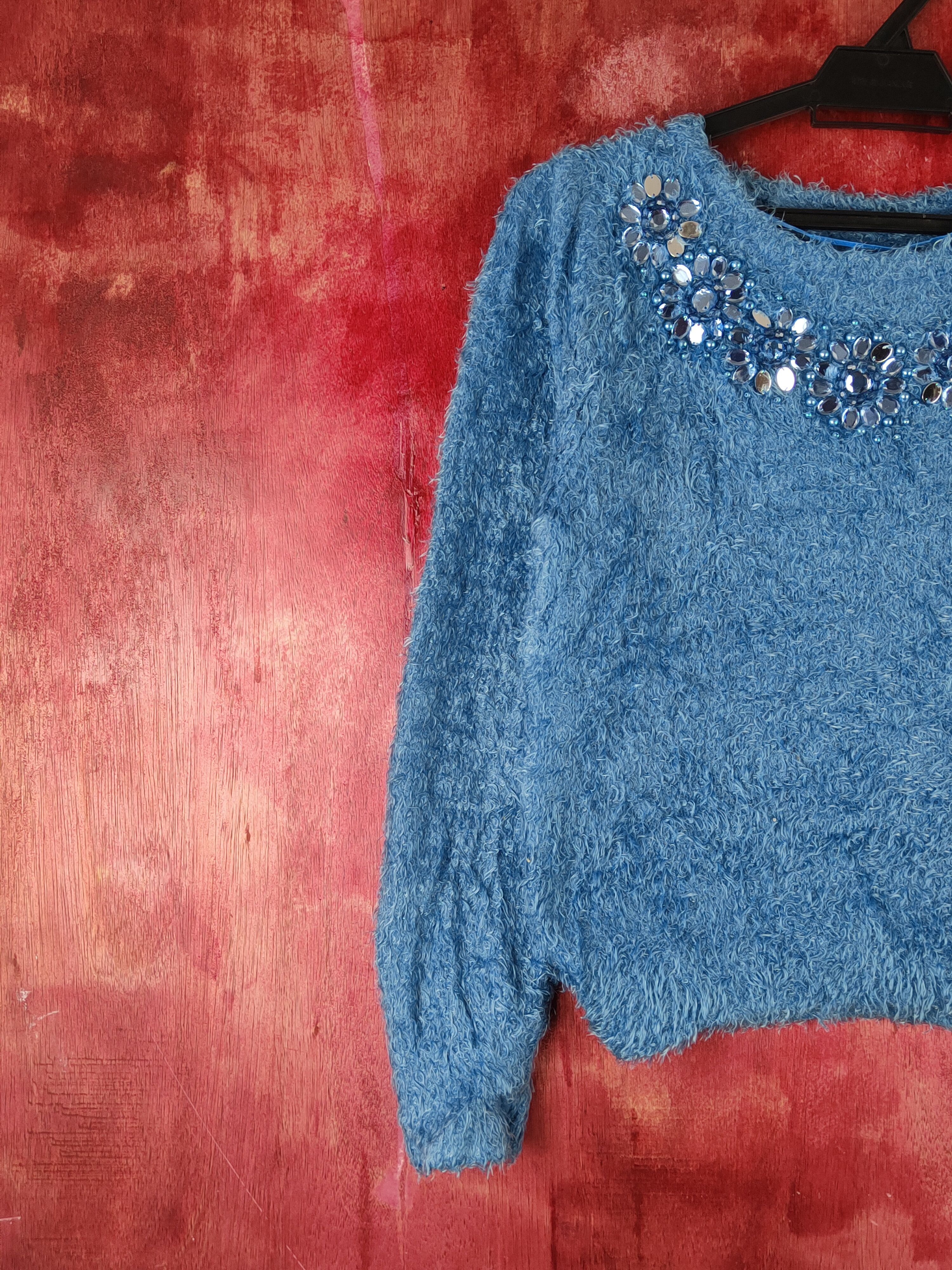 GU GU Blue Shag Shaggy Fur Mohair Knitwear #S1931 Size XS / US 0-2 / IT 36-38 - 3 Thumbnail
