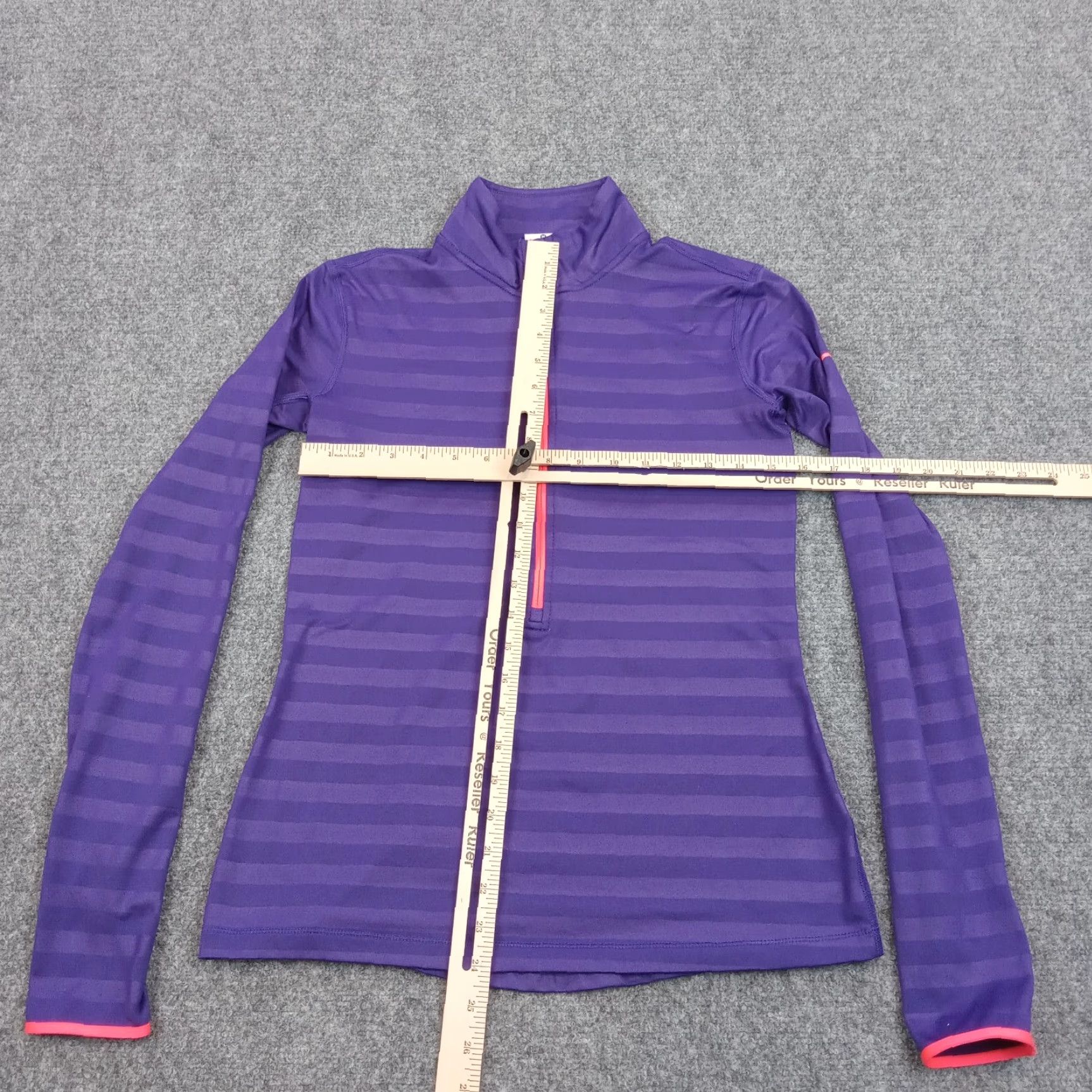 Nike Nike Womens Medium Purple Striped Sweater Long Sleeve Mock Neck Lightweight Size M / US 6-8 / IT 42-44 - 2 Thumbnail