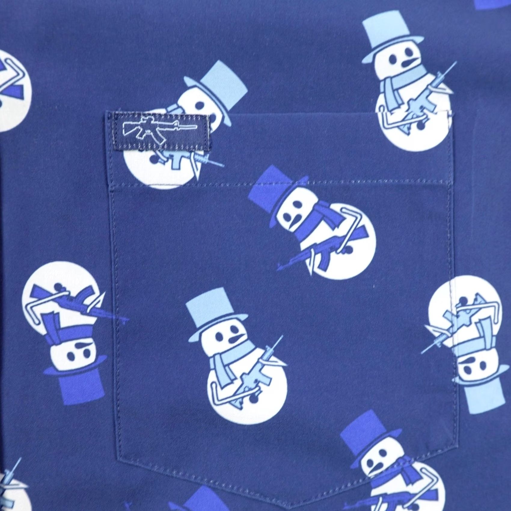 Etro Retro Rifle Shirt Mens L Blue Snowman Button-Up Performance Stretch Size US L / EU 52-54 / 3 - 3 Thumbnail