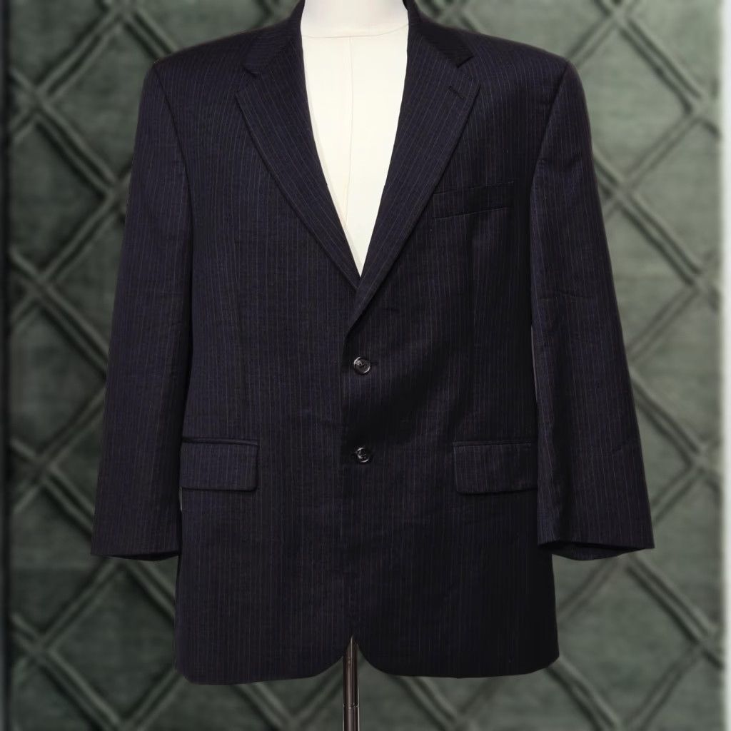 Chaps VINTAGE Chaps Ralph Lauren Blazer Mens Large Gray Pinstripe 2 Button Sport Coat Size 44R - 1 Thumbnail