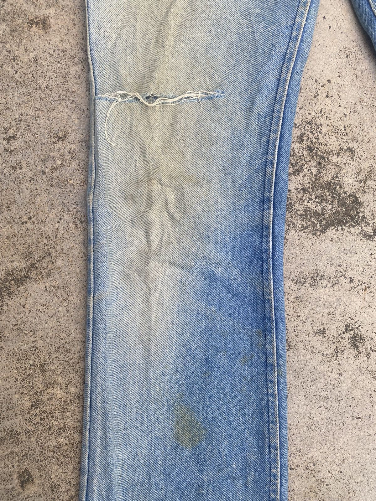 Lee × Vintage Flare Jeans Vintage 90s Lee Distressed Faded Blue Bootcut Size US 30 / EU 46 - 7 Thumbnail
