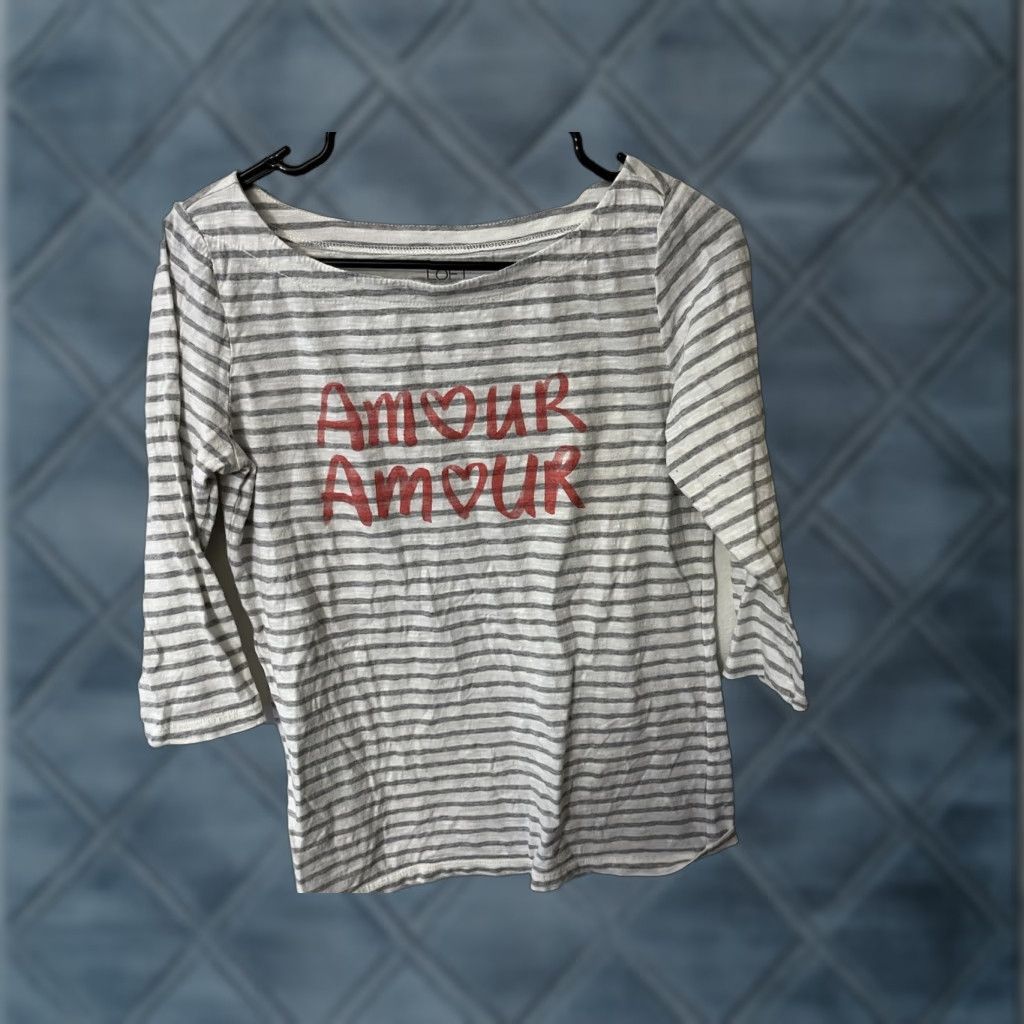 Loft Loft T-Shirt Striped Crewneck 3/4 Sleeve Medium White Womens Casual Sleeve Graphic Vintage No Size M / US 6-8 / IT 42-44 - 1 Thumbnail