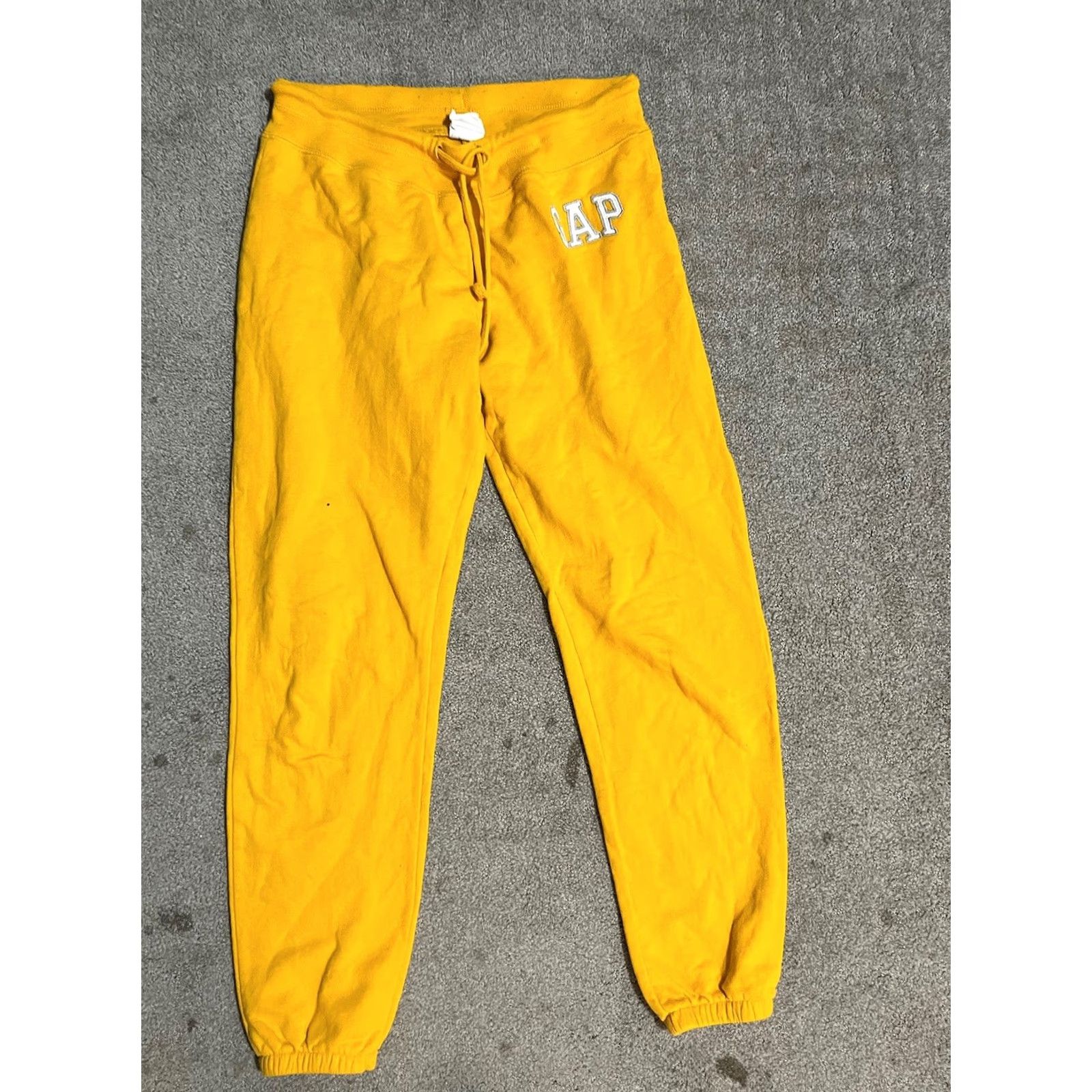 Gap Gap Sweatpants Logo Solid Yellow XS Womens Pants Activewear Lounge Pockets Adjustable Waist Breathable Lightweight 90s? Size 26" / US 2 / IT 38 - 2 Thumbnail