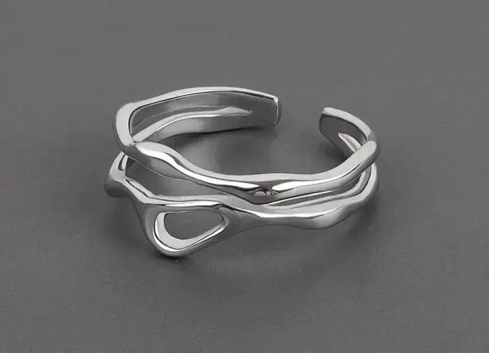 Jewelry Hollow Double Line Ring Size ONE SIZE - 1 Thumbnail