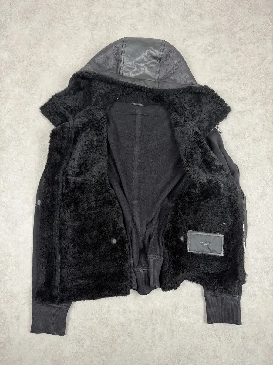 Givenchy AW2014 Givenchy Black Leather Shearling Hooded Jacket by Riccardo Tisci Size US S / EU 44-46 / 1 - 4 Thumbnail