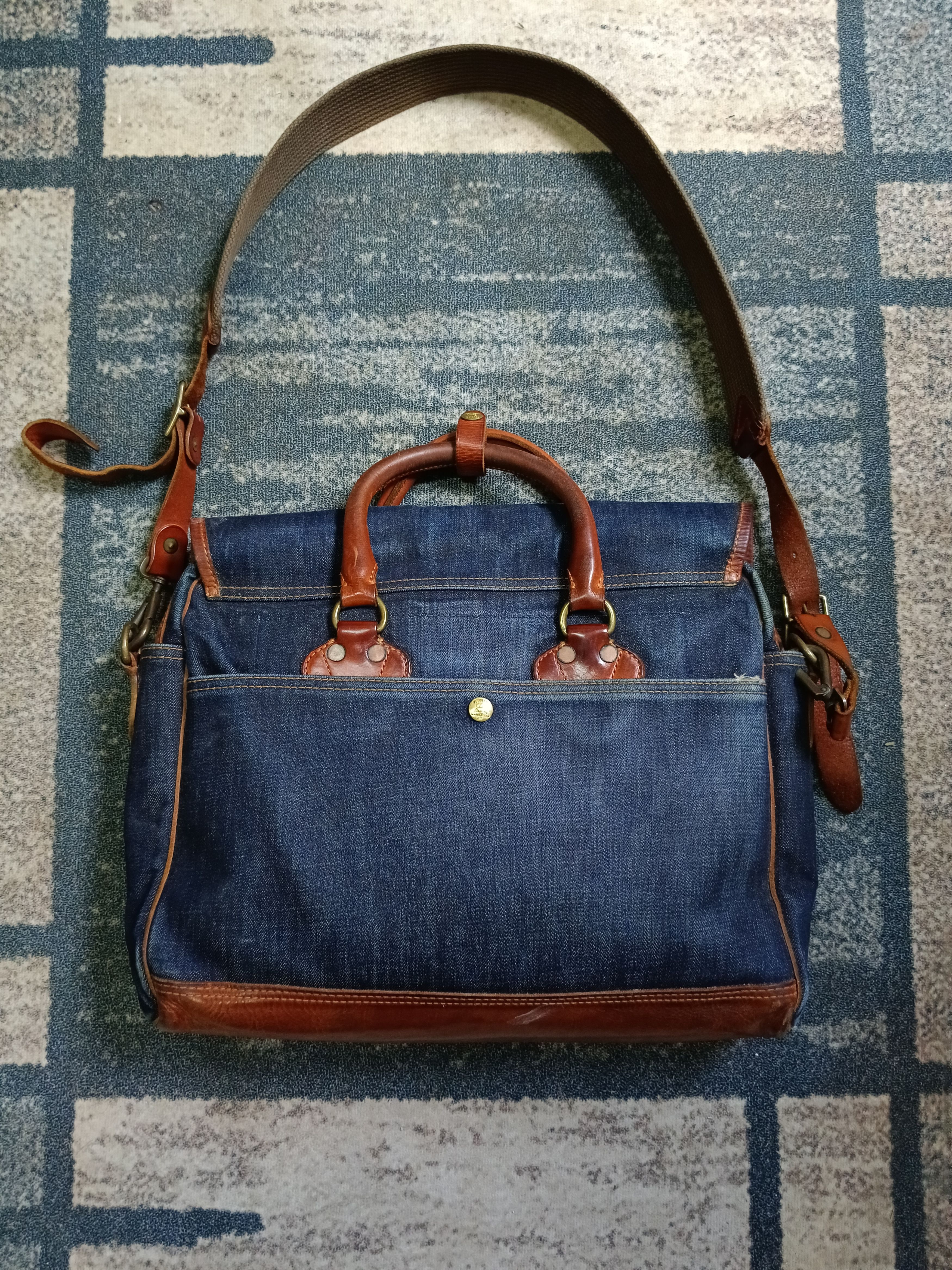 RRL Ralph Lauren DOUBLE RL RALPH LAUREN CANVAS DENIM BRIEFCASE Size ONE SIZE - 3 Thumbnail