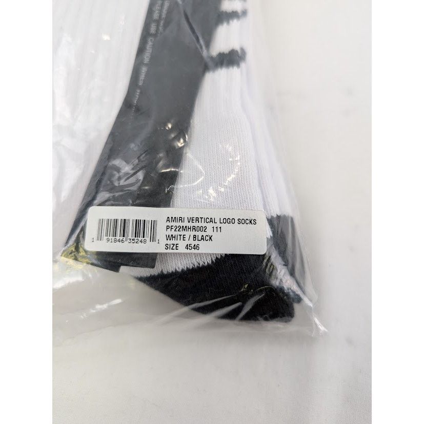 Amiri o1rshd1 Q:4 / Size: 45-46 / Vertical Logo Socks White/Black Size ONE SIZE - 13 Thumbnail