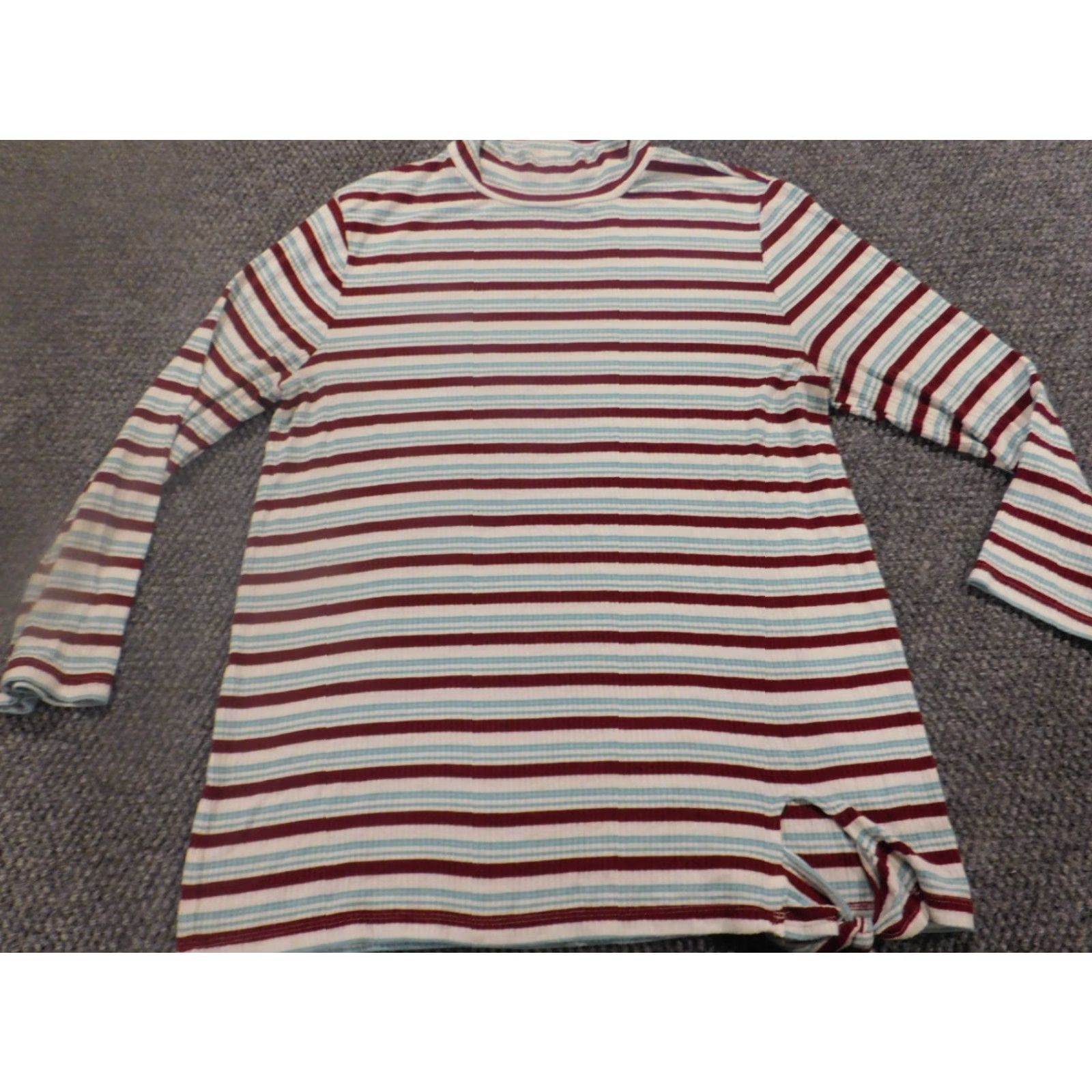 Vintage St. John's Bay Blouse Womens L Blue Striped Crew Neck Pullover Stretch Casual Shirt Size L / US 10 / IT 46 - 3 Thumbnail