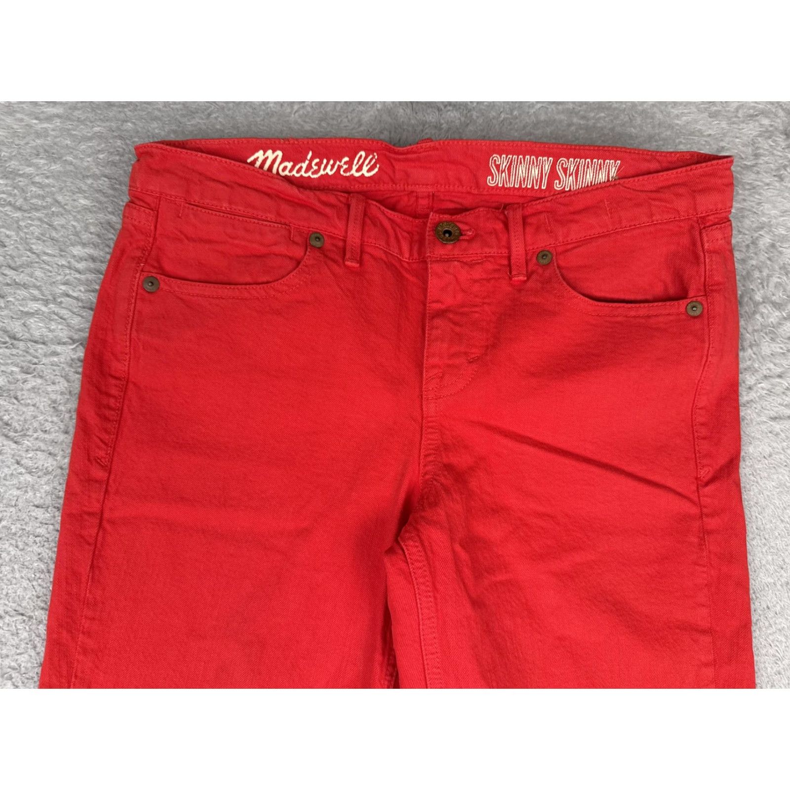 Madewell Madewell Skinny Jeans Womens 27 Red Mid Rise Slim Stretch Denim 27x32 Size 27" / US 4 / IT 40 - 4 Thumbnail