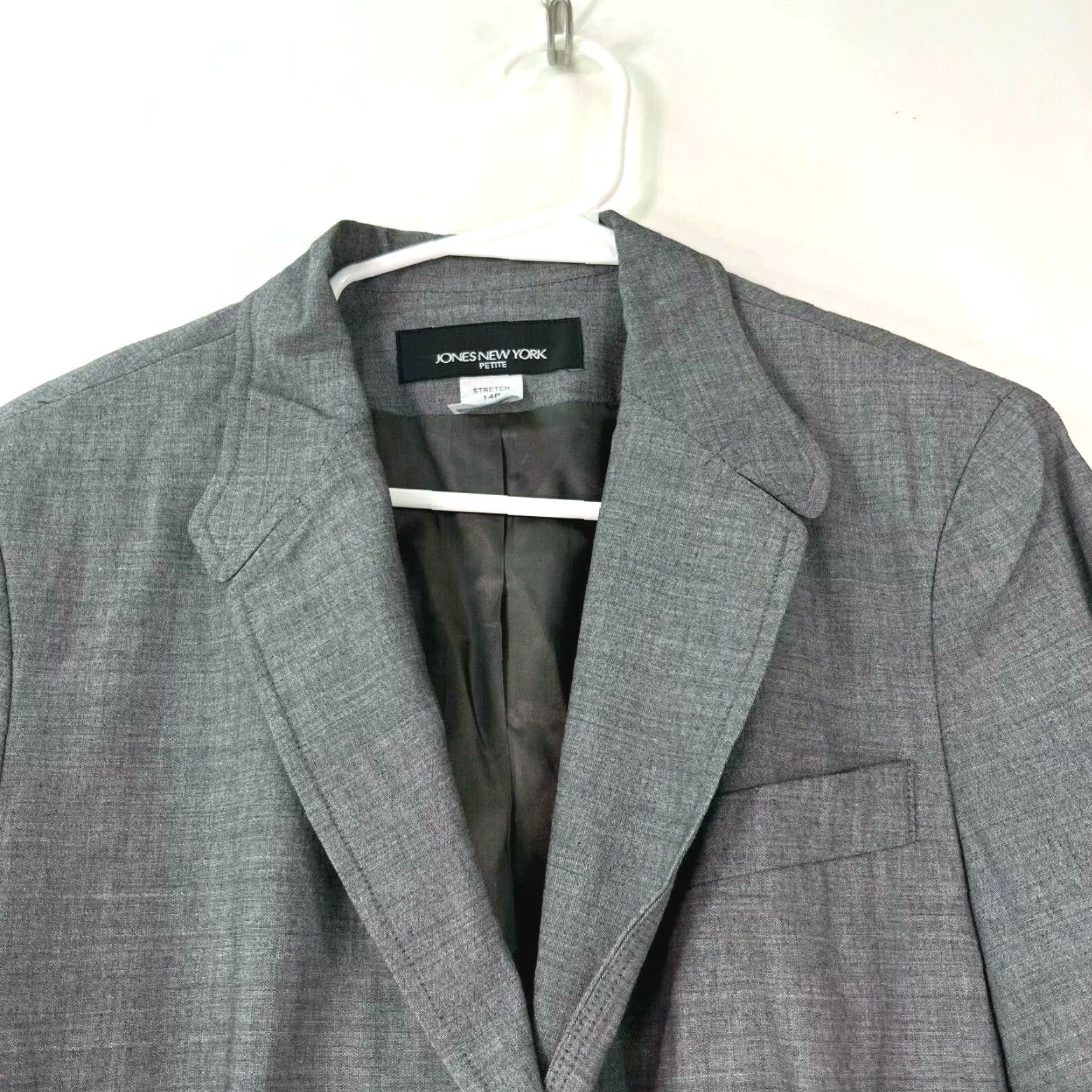 Jones New York Jones New York Womens Blazer Long Sleeve Stretch Two Button Gray 14P Size XL / US 12-14 / IT 48-50 - 3 Thumbnail