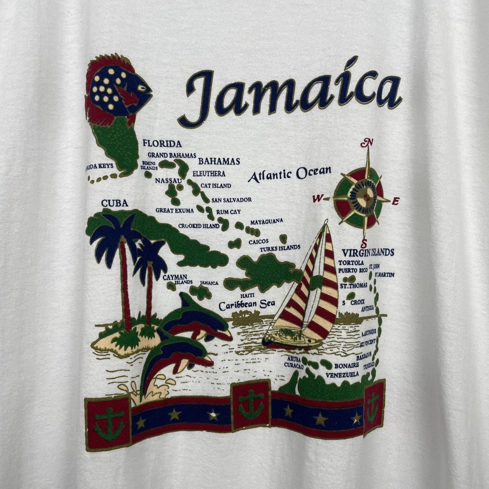 Harley Davidson × Japanese Brand × Vintage 🇯🇲Vintage Jamaica Islands Map T Size US XXL / EU 58 / 5 - 3 Thumbnail