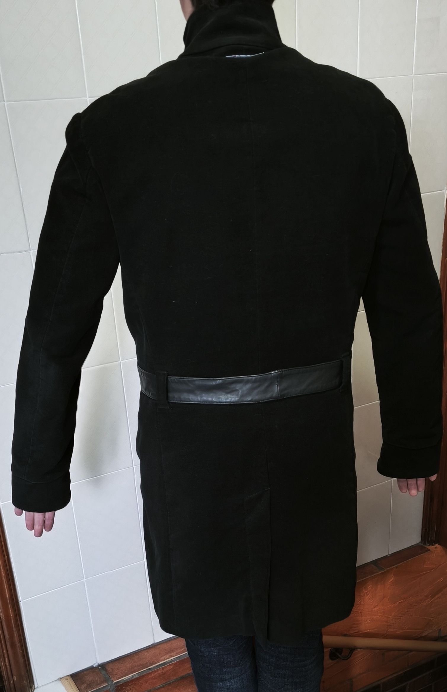 Jean Paul Gaultier Black velvet coat with black leather straps Size US L / EU 52-54 / 3 - 3 Thumbnail