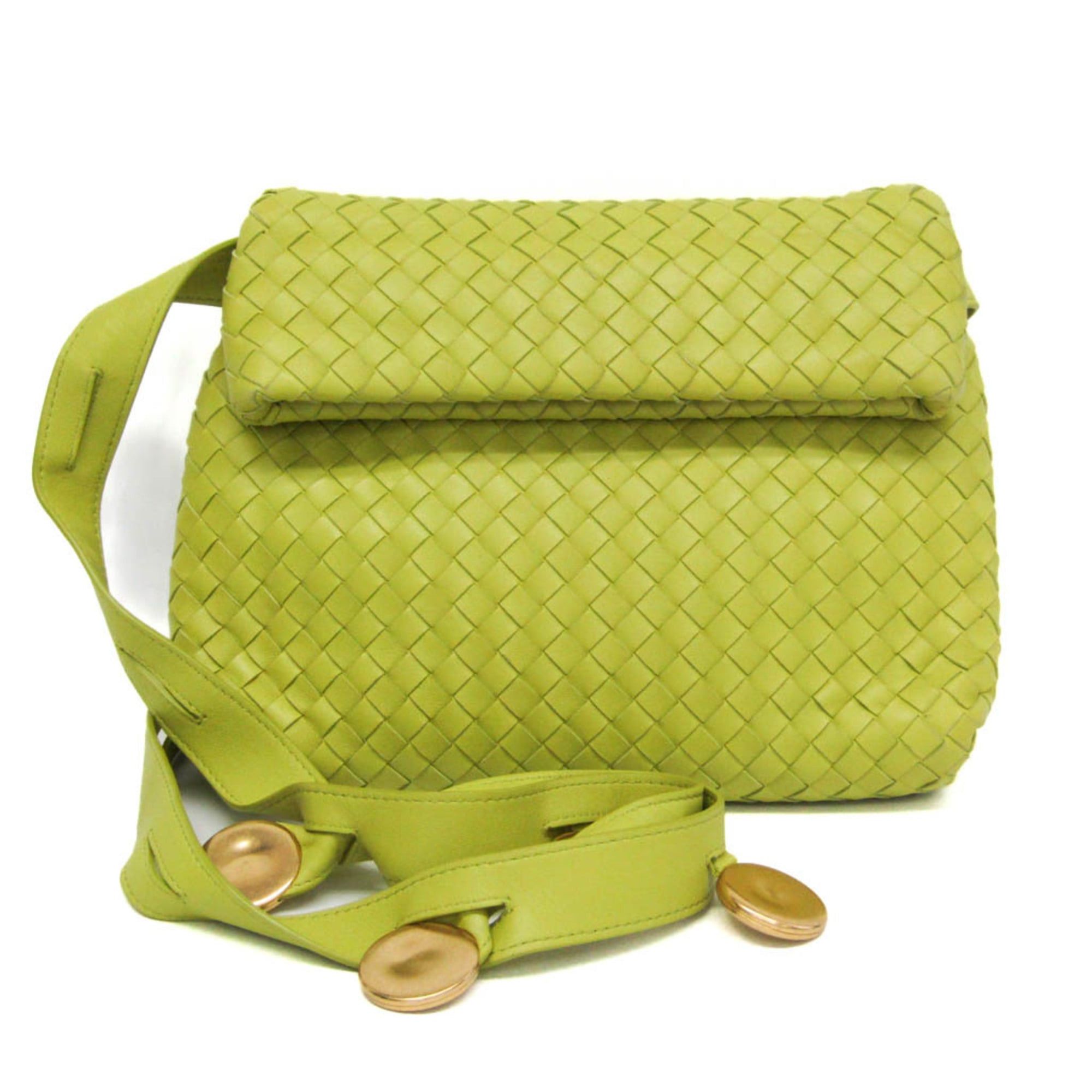 Bottega Veneta Bottega Veneta Intrecciato Fold 642637 Women,Men Leather Shoulder Bag Yellow Size ONE SIZE - 1 Thumbnail
